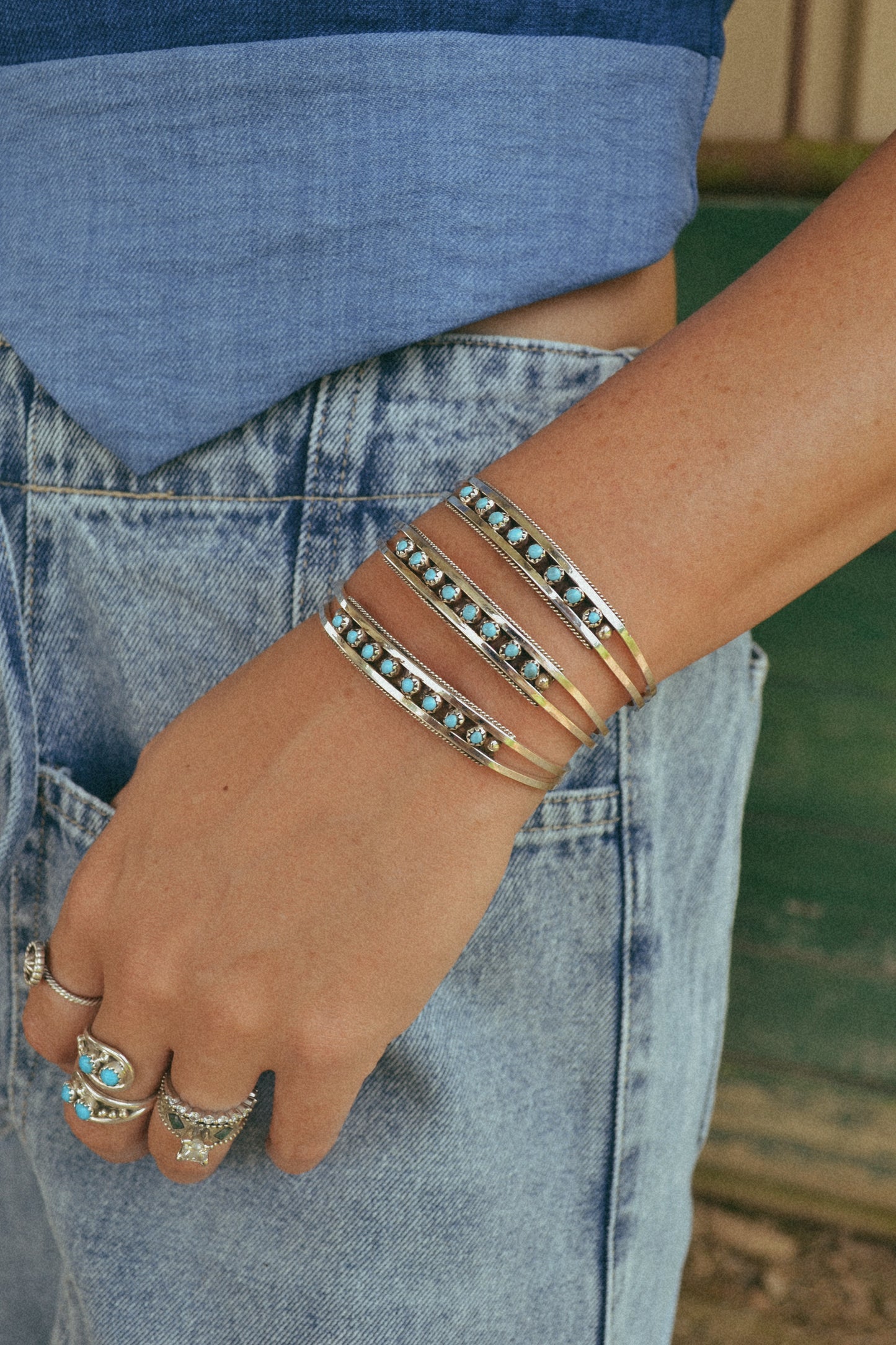 8 stone turquoise cuff bracelet