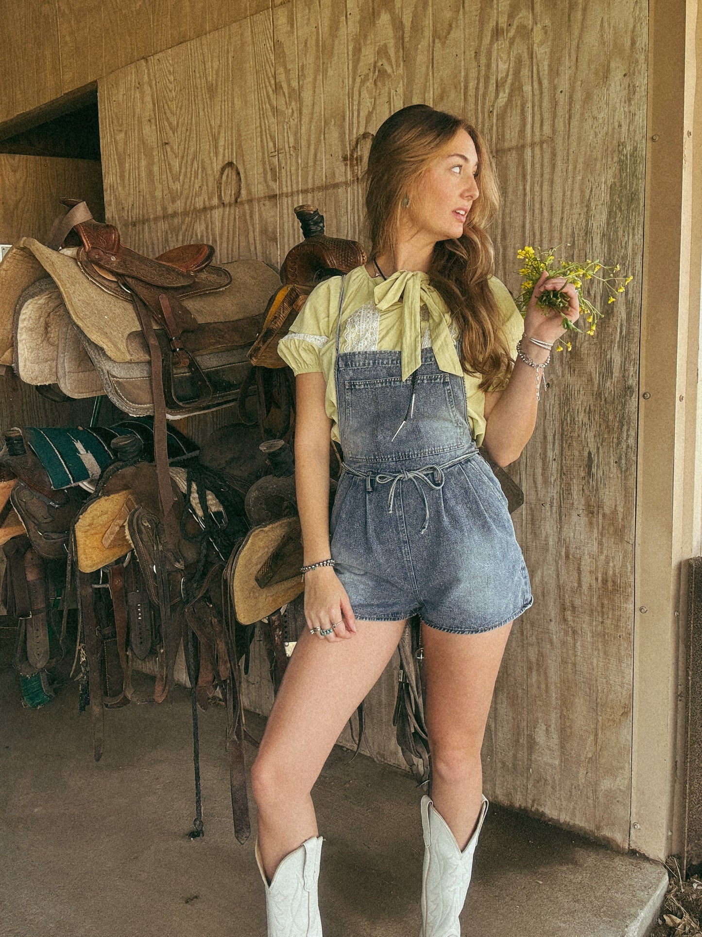 Denim overall romper