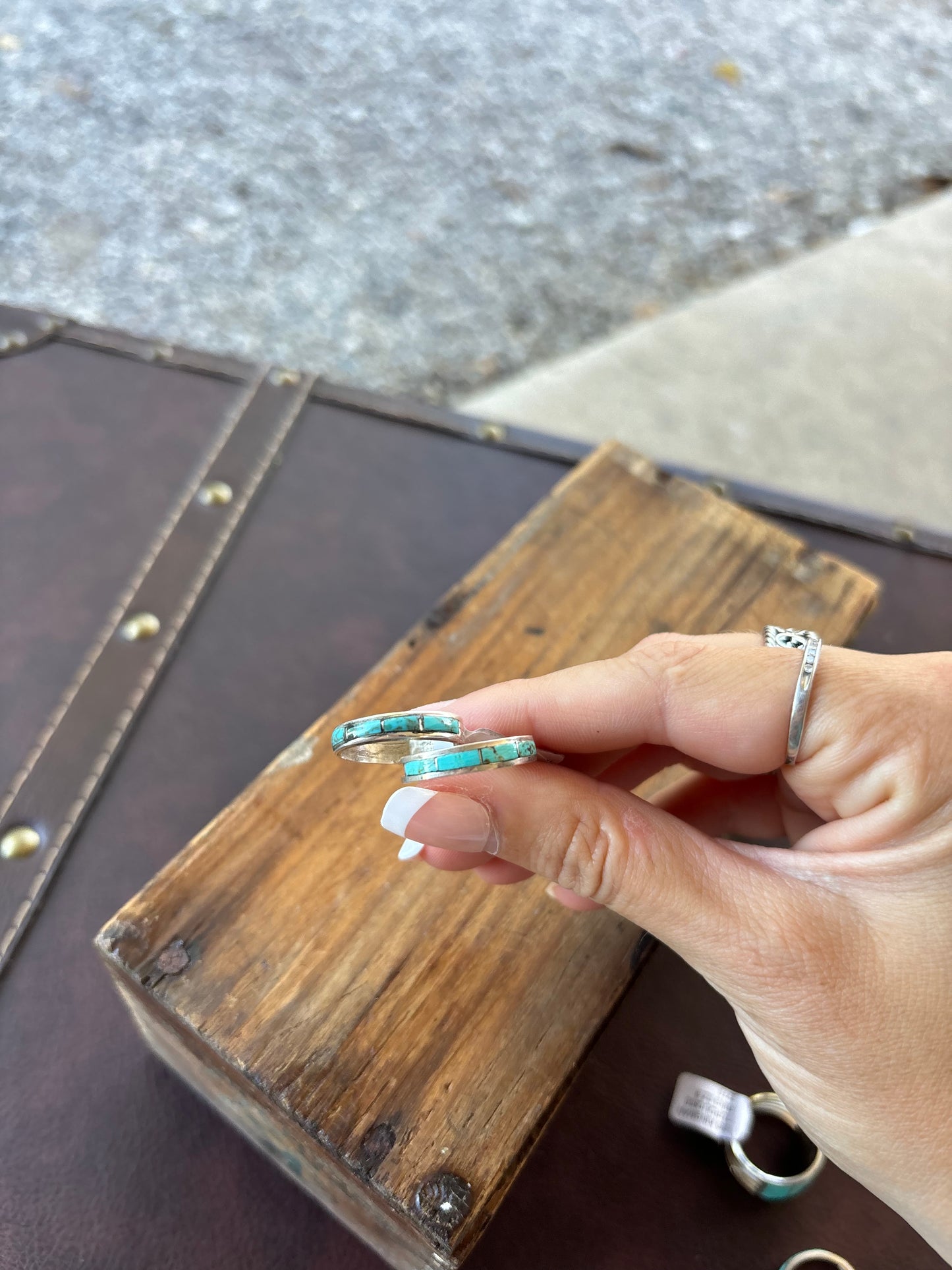 Kingman turquoise inlay ring