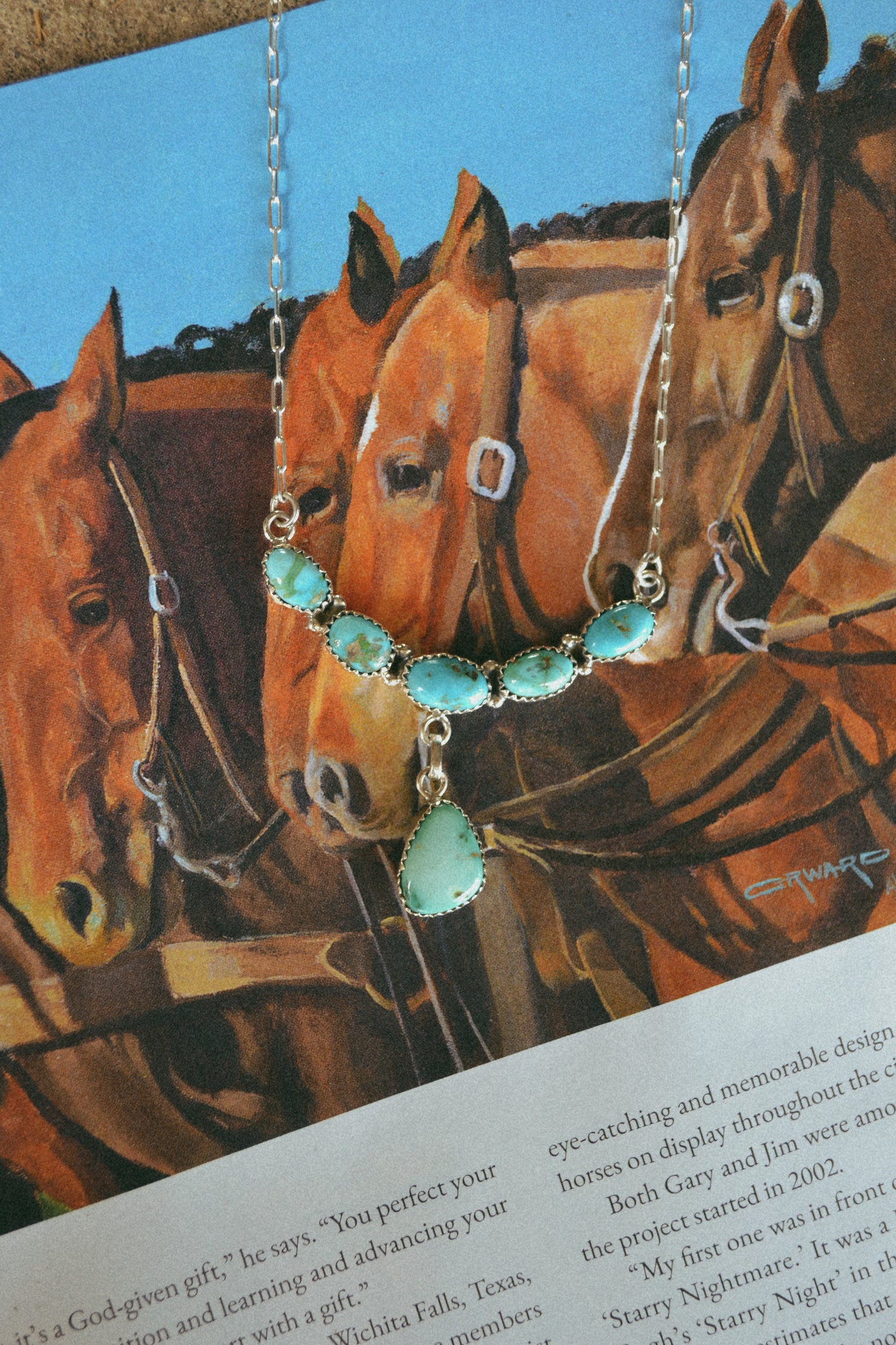 handmade turquoise bar necklace