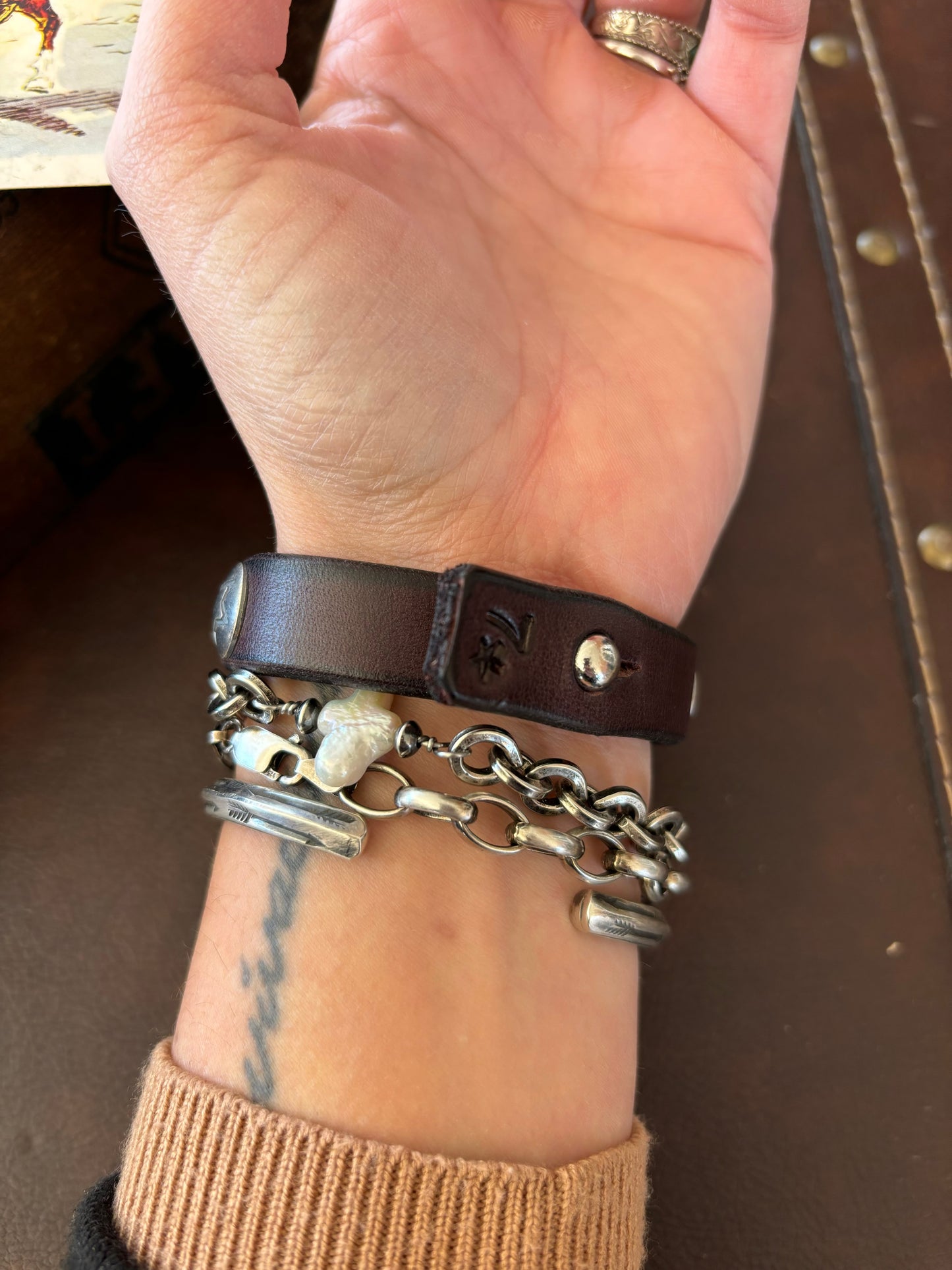 The Cordele Leather Heart Cuff