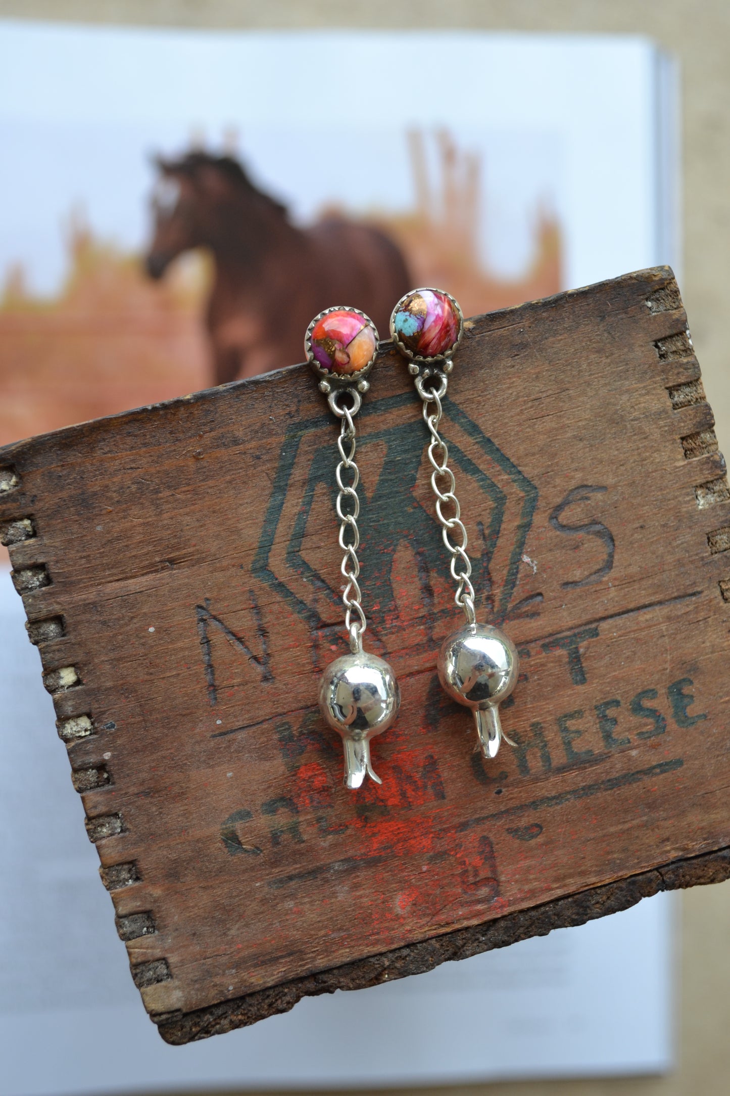 Pair of dhalia stone dangle earrings
