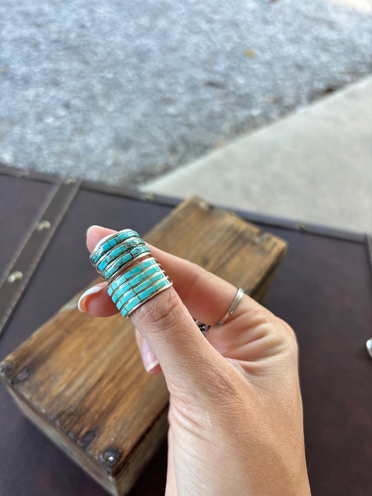 Kingman turquoise inlay ring