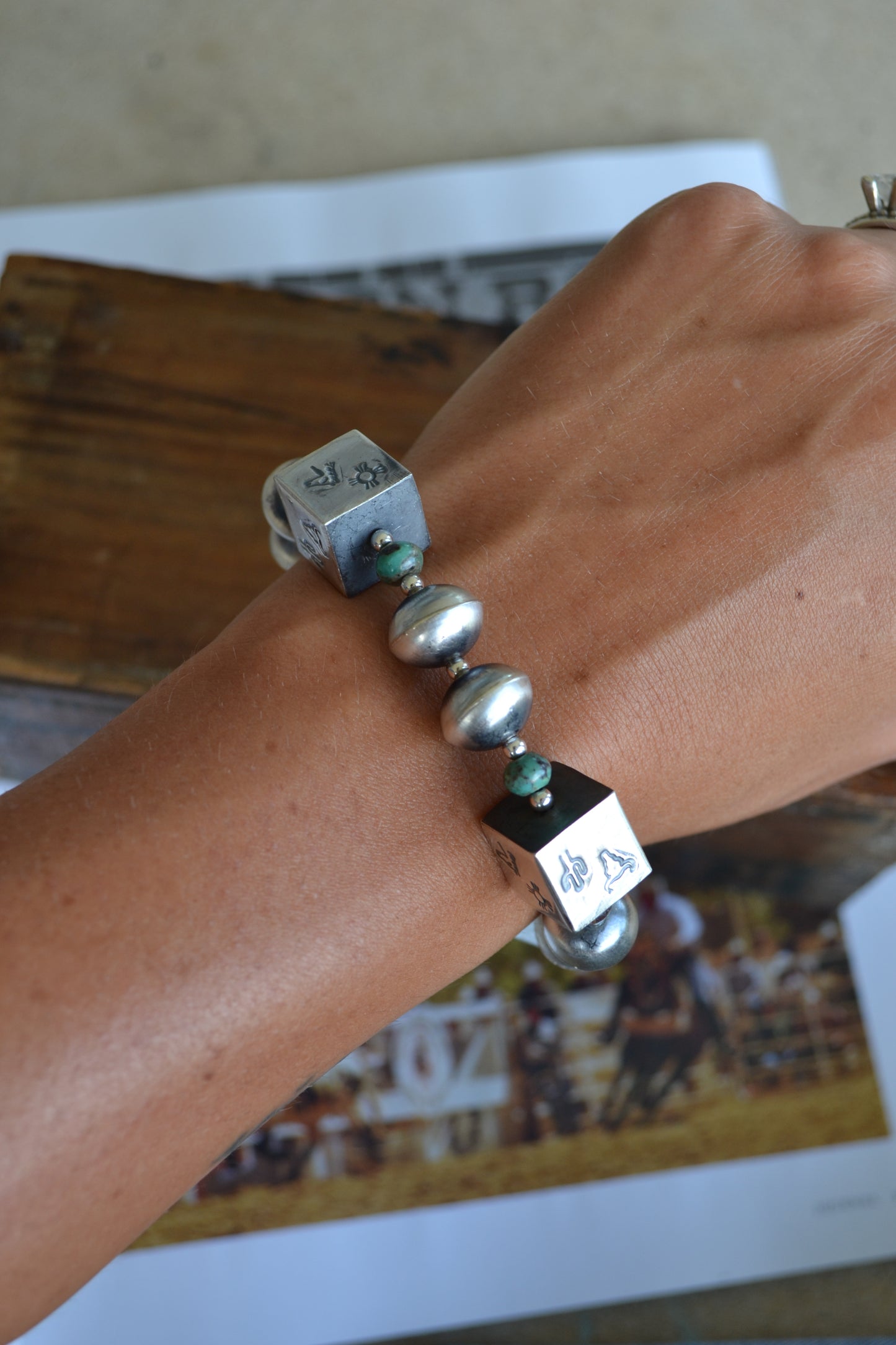 The Tempe 14mm Stretch Navajo Bracelet With Turquoise
