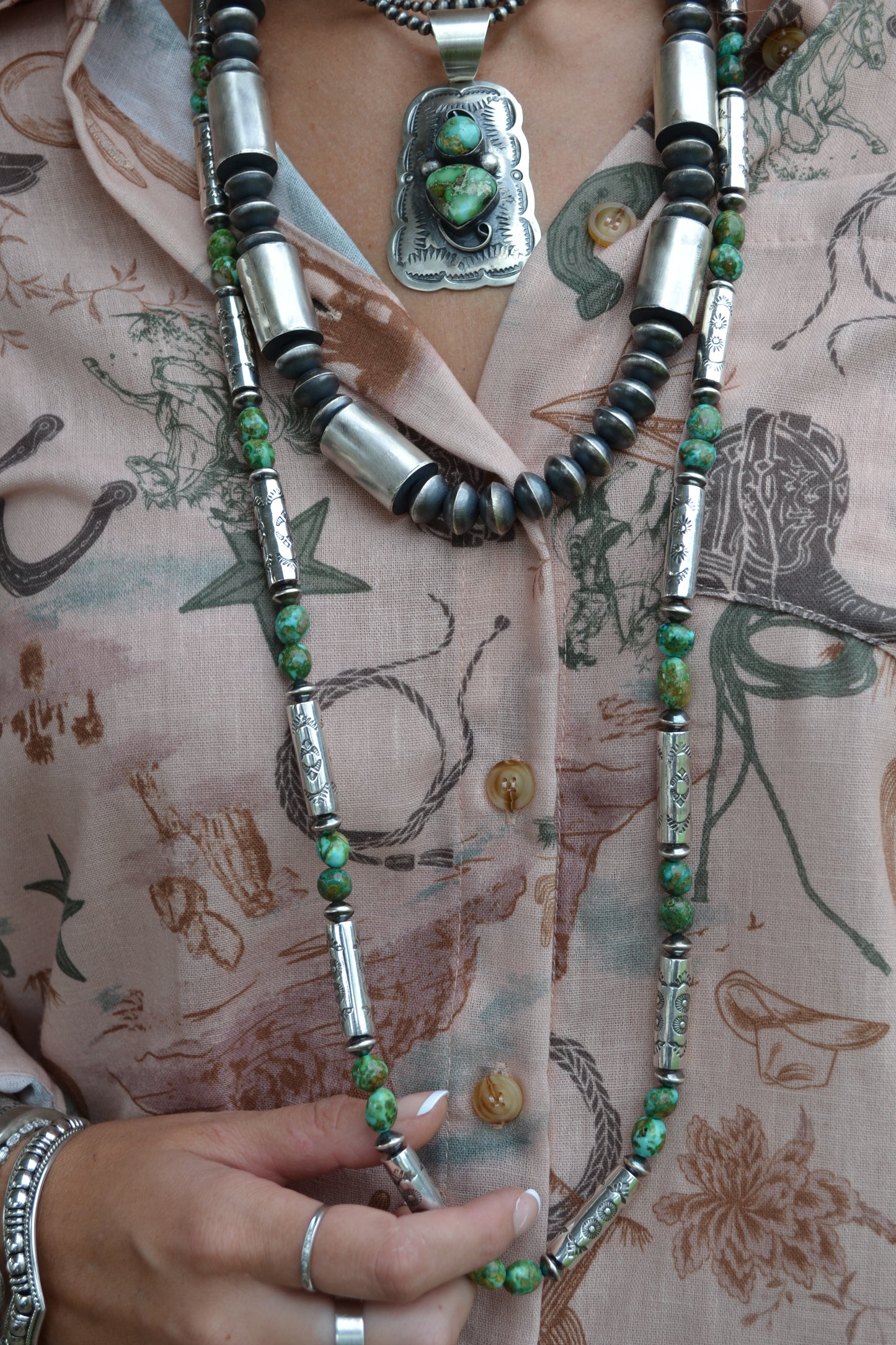The Hatoria 40"-40.5" Sonoran & Handcrafted Barrel Bead Necklace