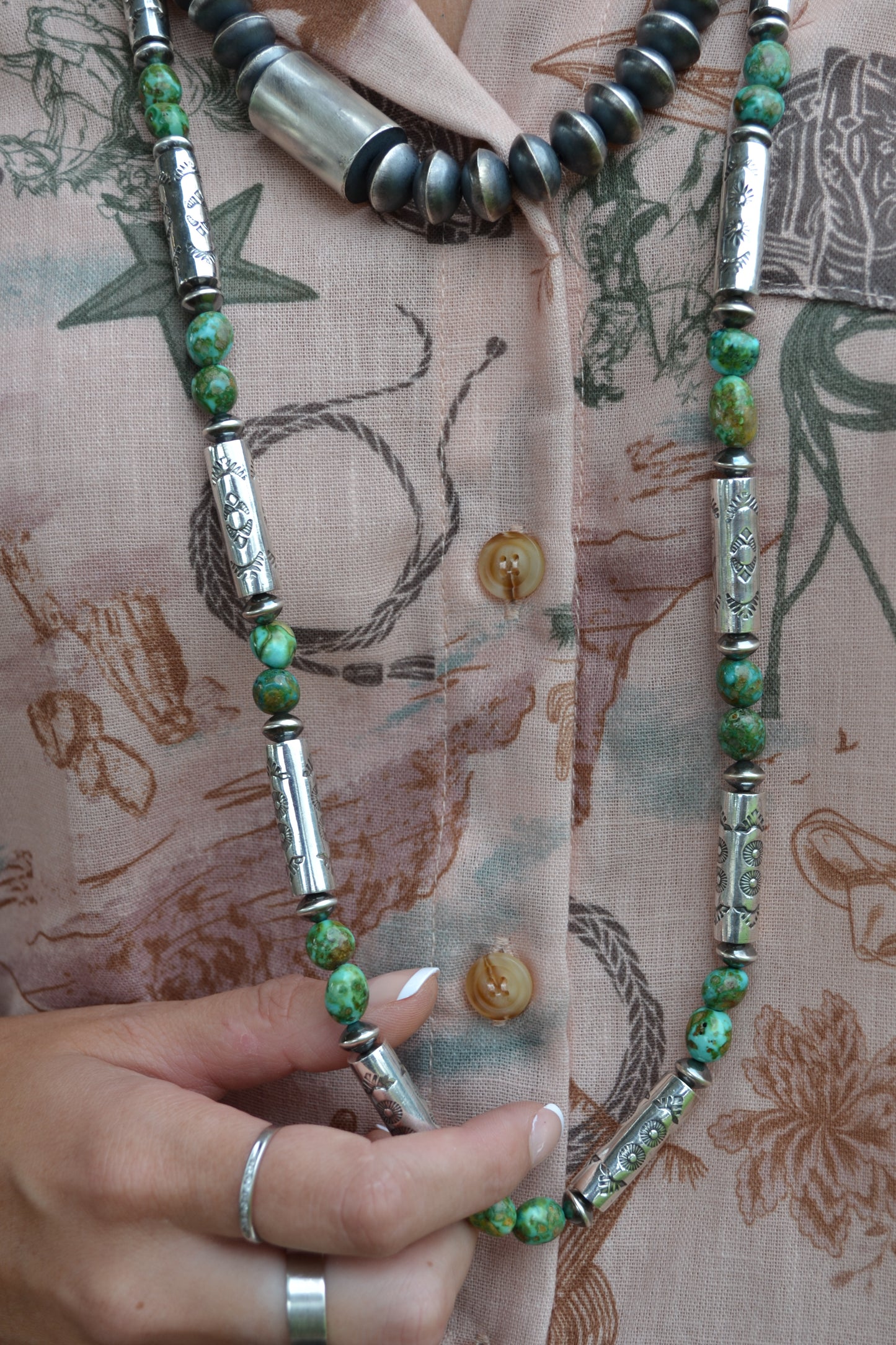The Hatoria 40"-40.5" Sonoran & Handcrafted Barrel Bead Necklace