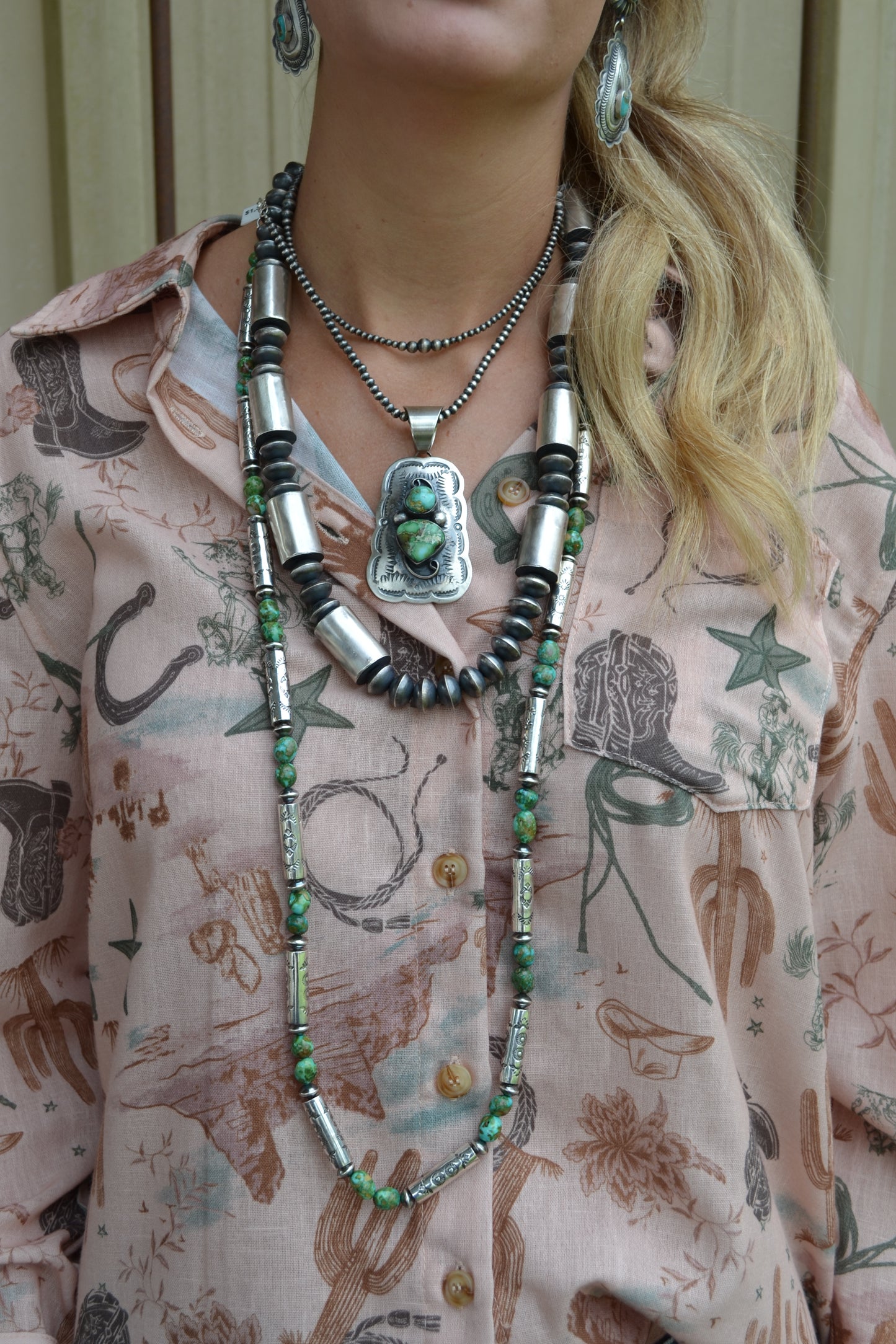 The Hatoria 40"-40.5" Sonoran & Handcrafted Barrel Bead Necklace