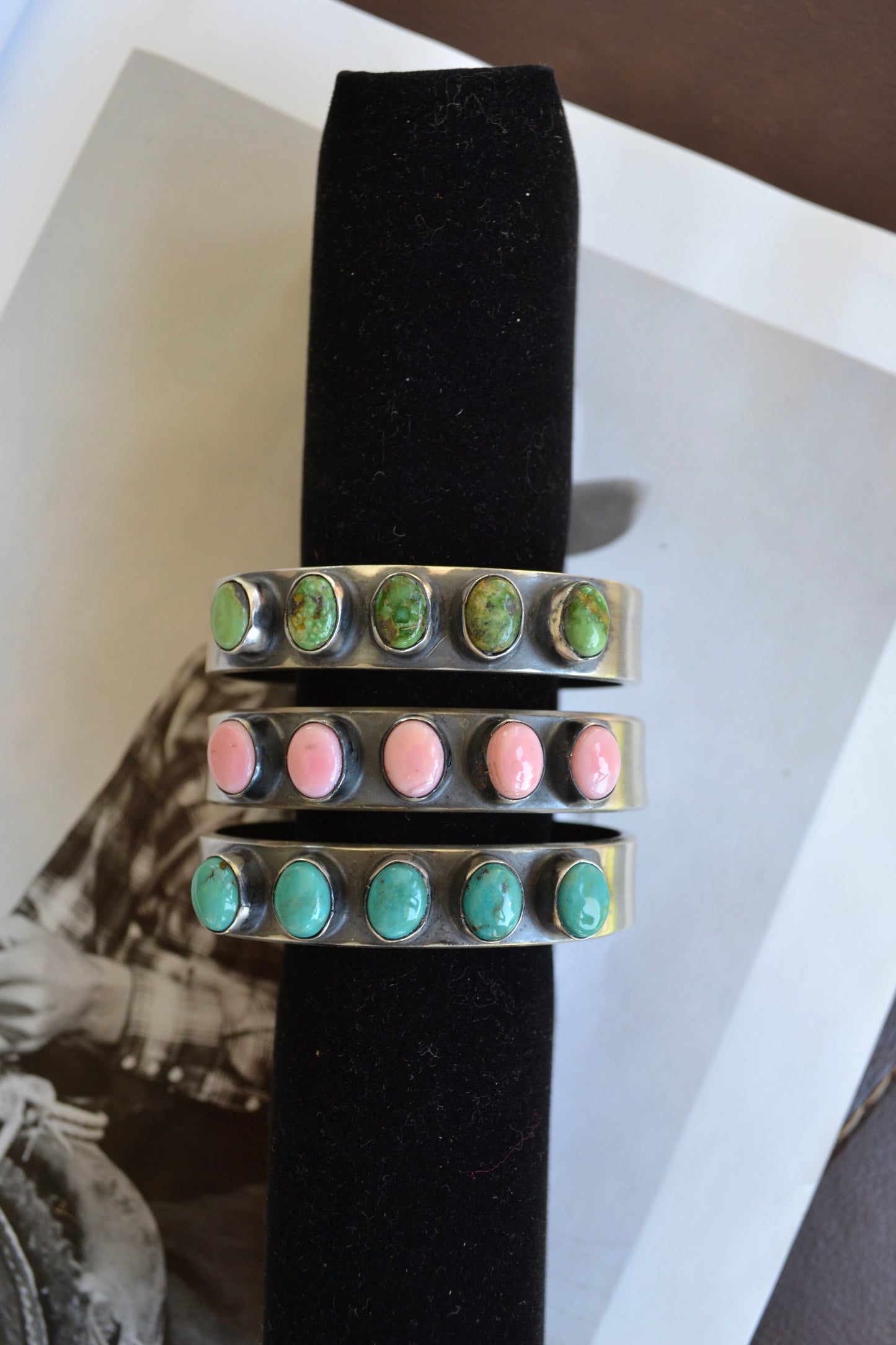 The Marwood 5 Stone Cuffs in Pink Conch