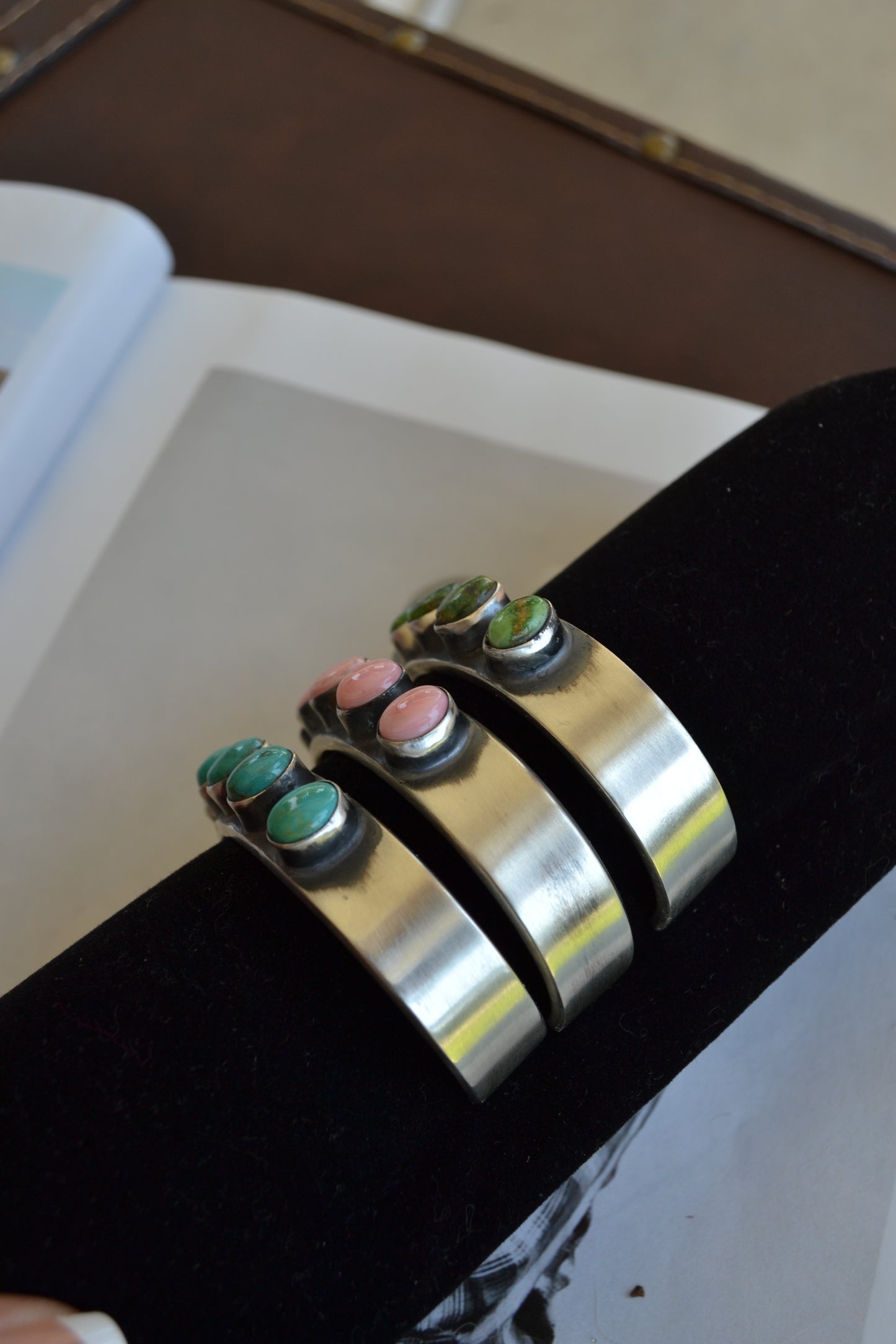 The Marwood 5 Stone Cuffs in Pink Conch
