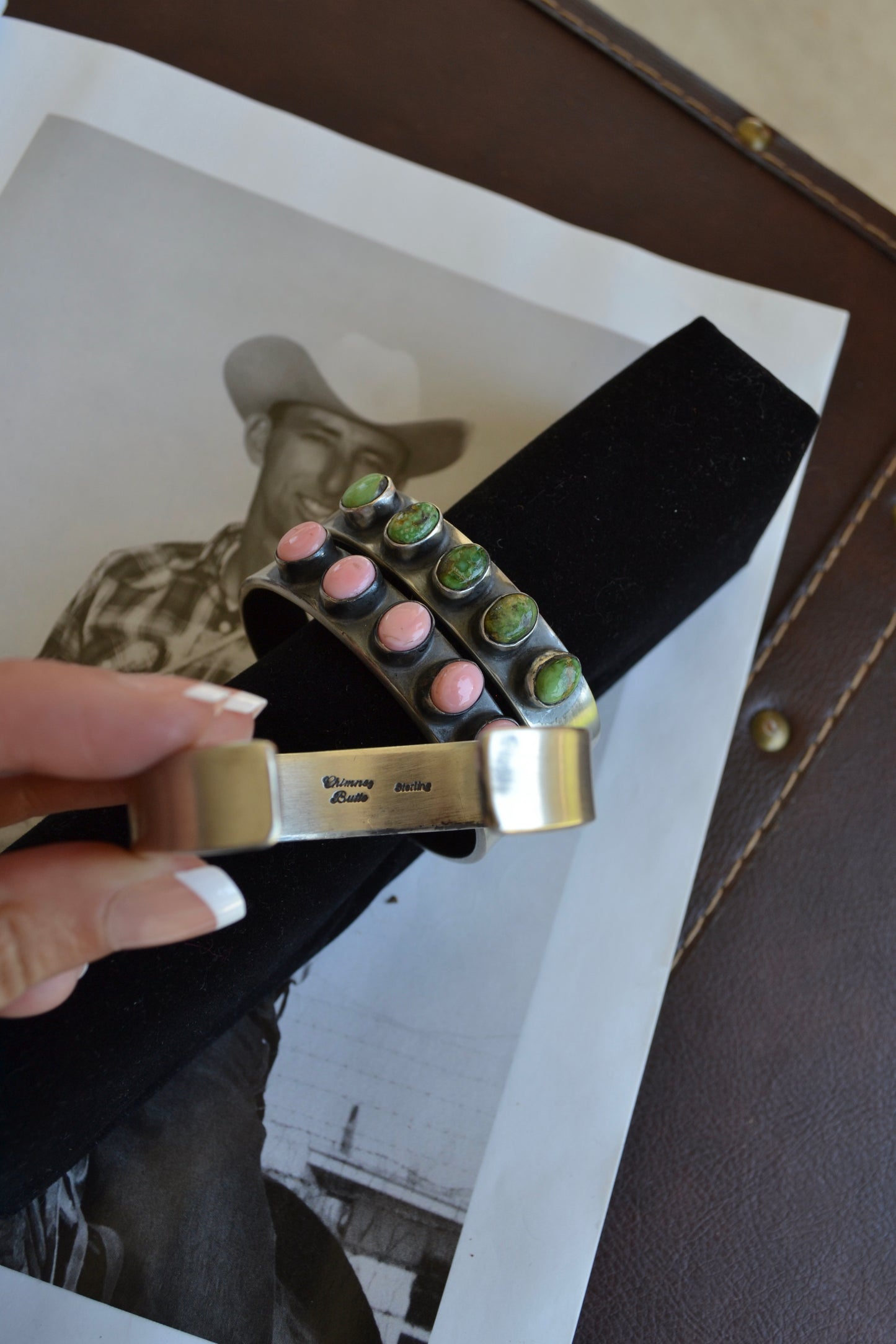 The Marwood 5 Stone Cuffs in Pink Conch