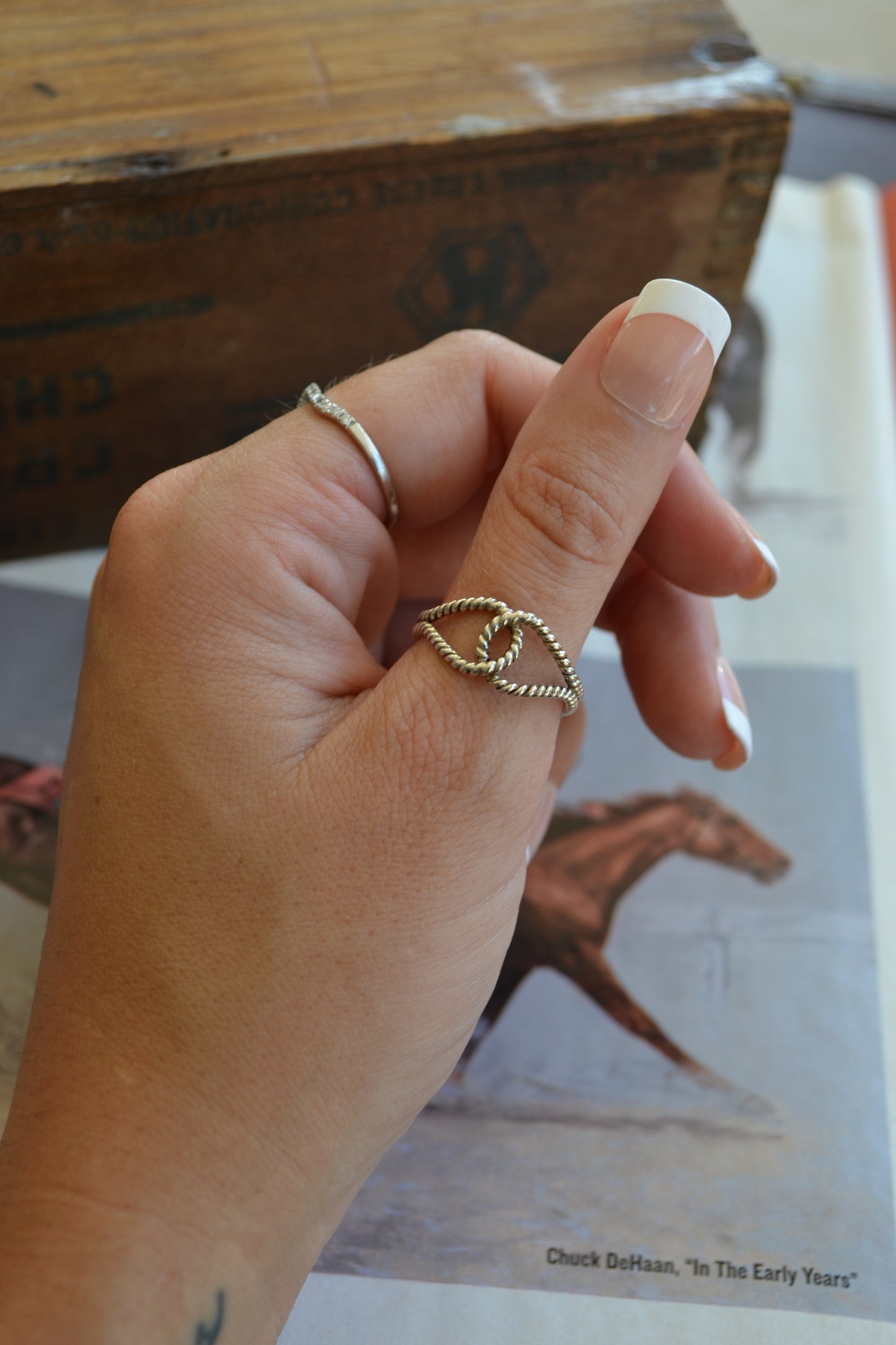Braided rope sterling ring