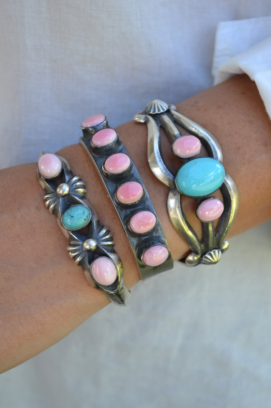 The Marwood 5 Stone Cuffs in Pink Conch