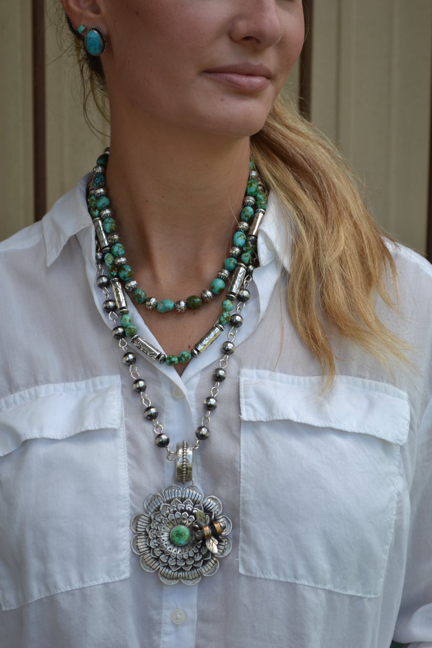 The Hatoria 20" Sonoran & Handcrafted Barrel Bead Necklace