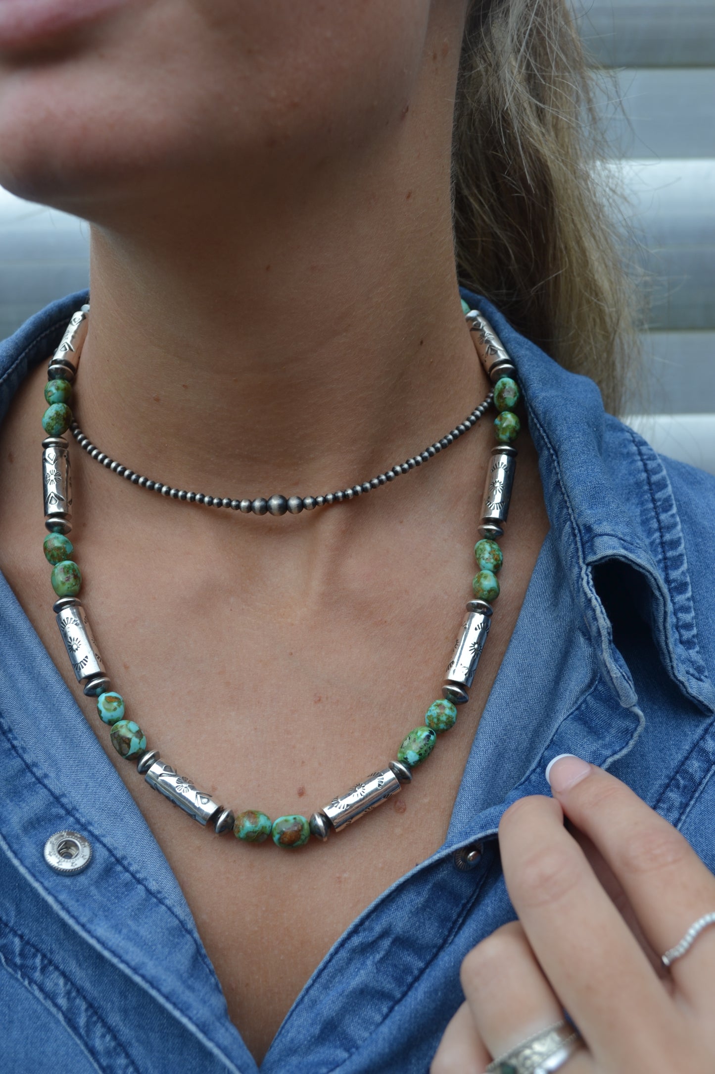 The Hatoria 20" Sonoran & Handcrafted Barrel Bead Necklace