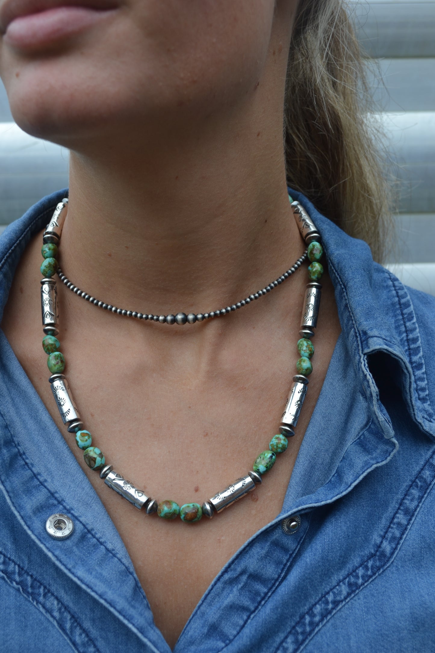 The Hatoria 20" Sonoran & Handcrafted Barrel Bead Necklace