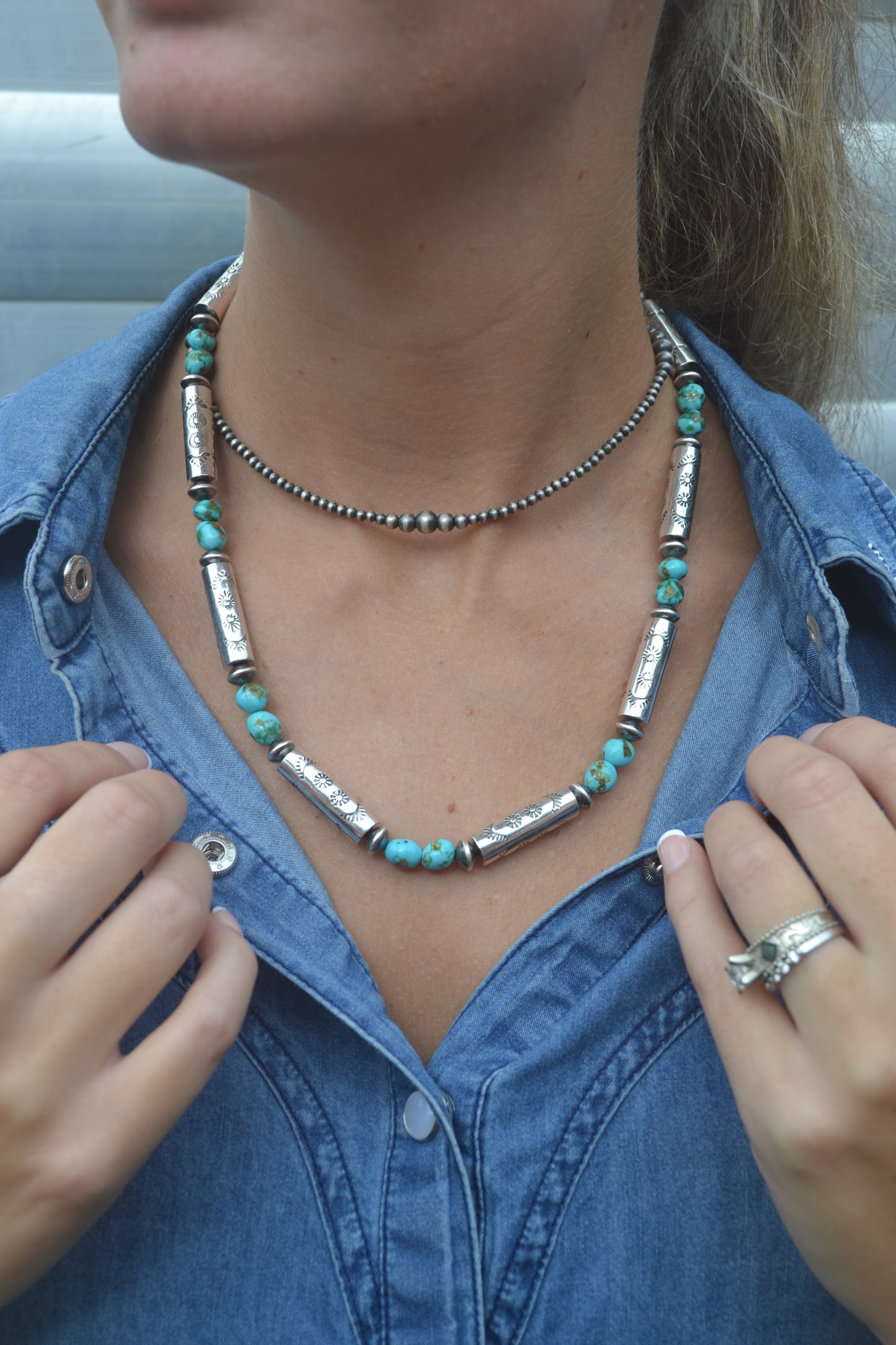 The Hatoria 21" Sonoran & Handcrafted Barrel Bead Necklace