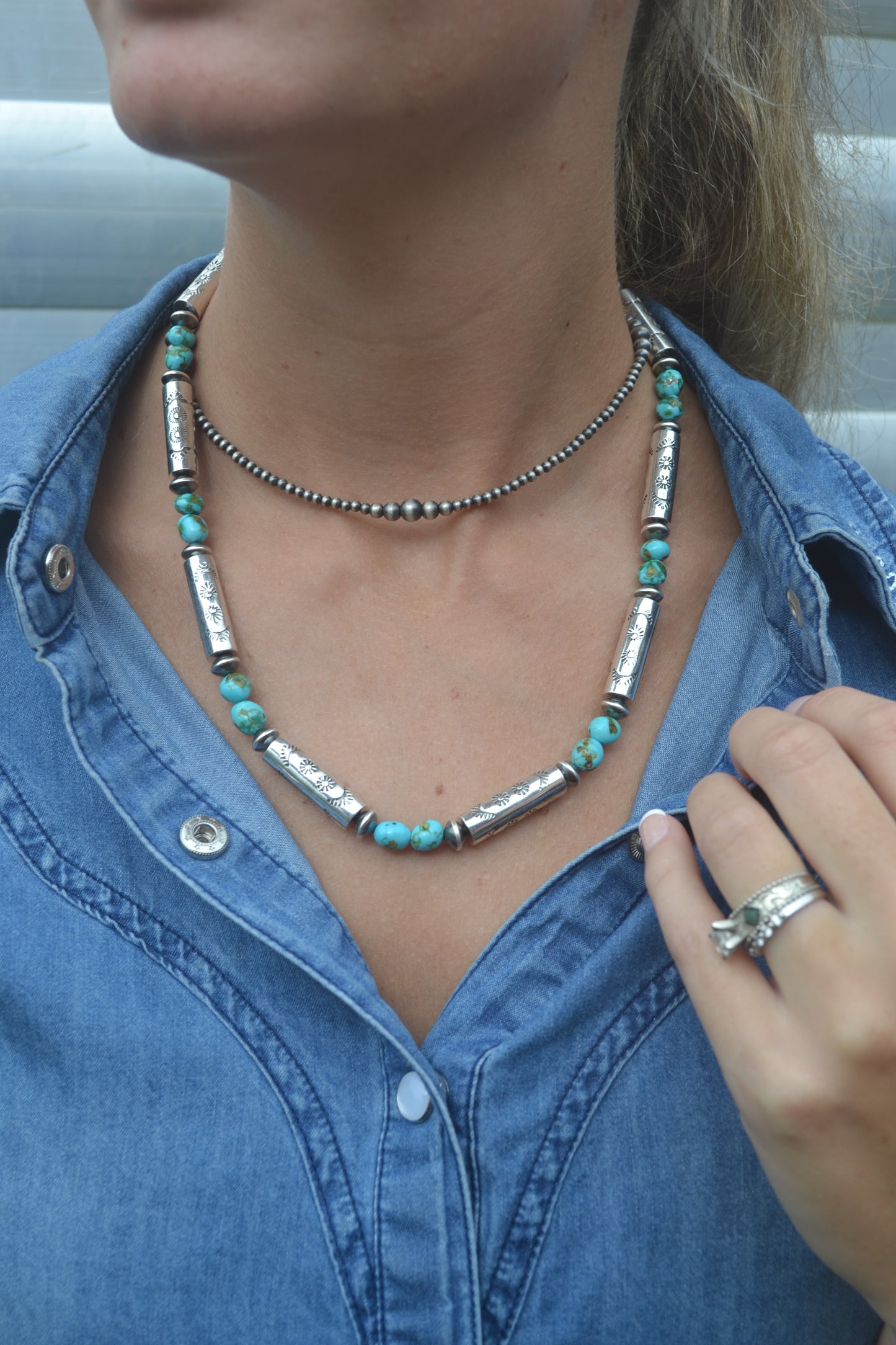 The Hatoria 21" Sonoran & Handcrafted Barrel Bead Necklace