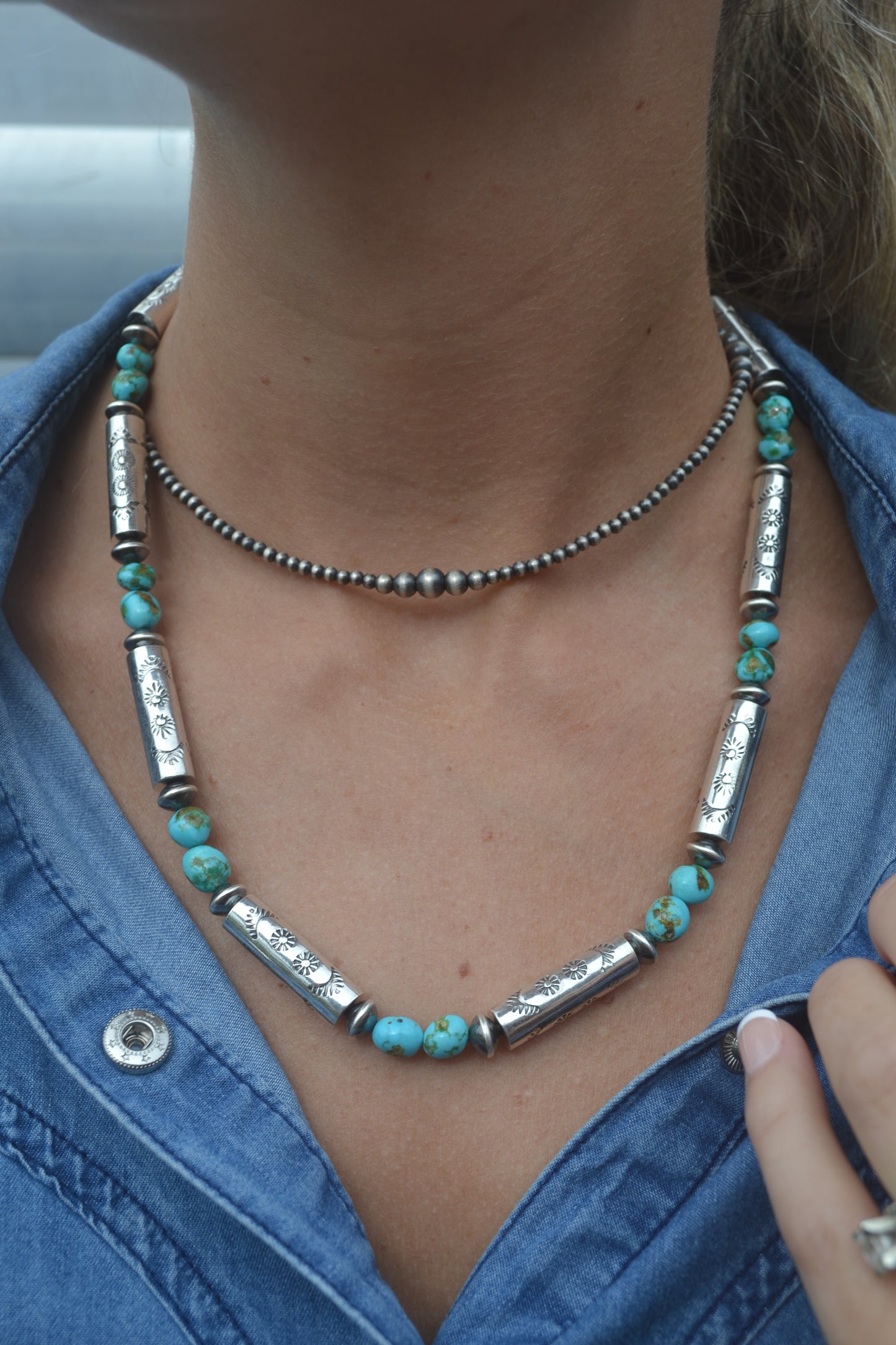 The Hatoria 21" Sonoran & Handcrafted Barrel Bead Necklace