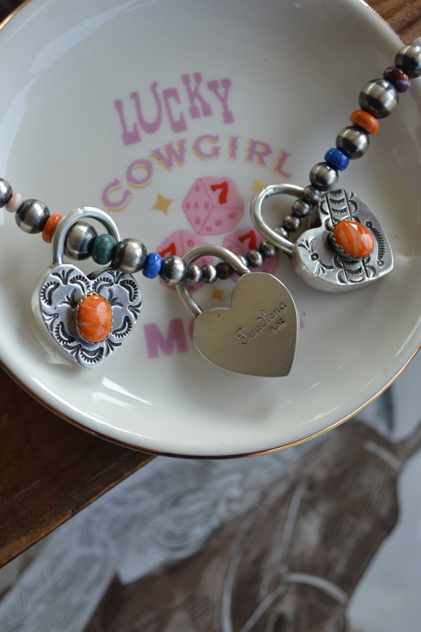 The Royce Orange Spiny Heart Pendants