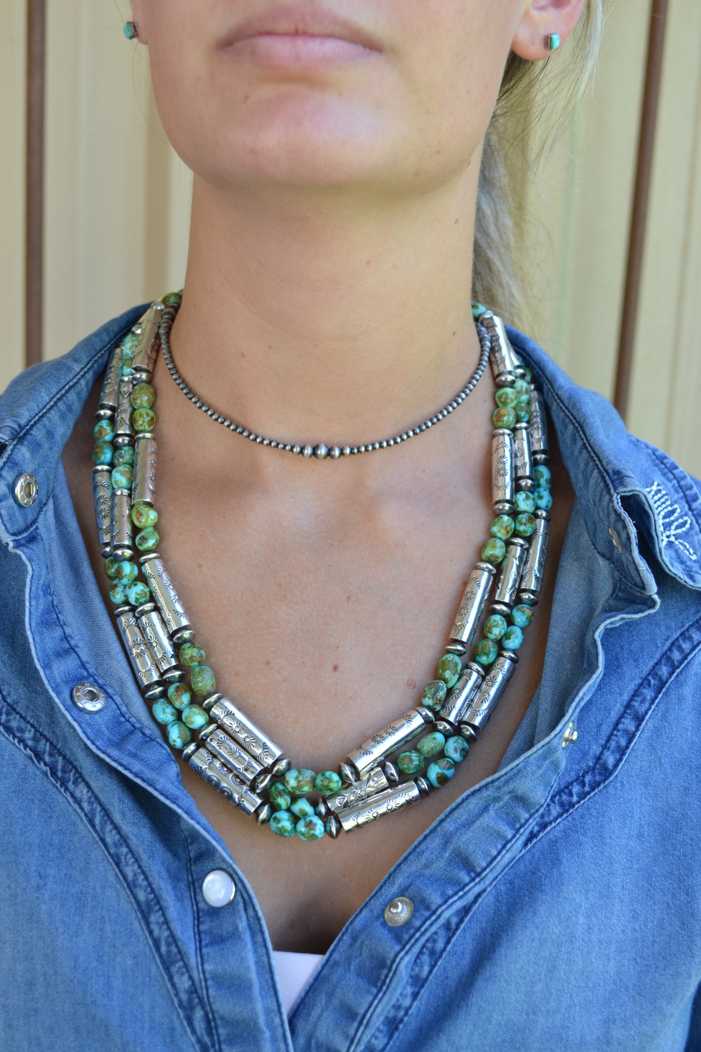 The Hatoria 24-25" Sonoran & Handcrafted Barrel Bead Necklace