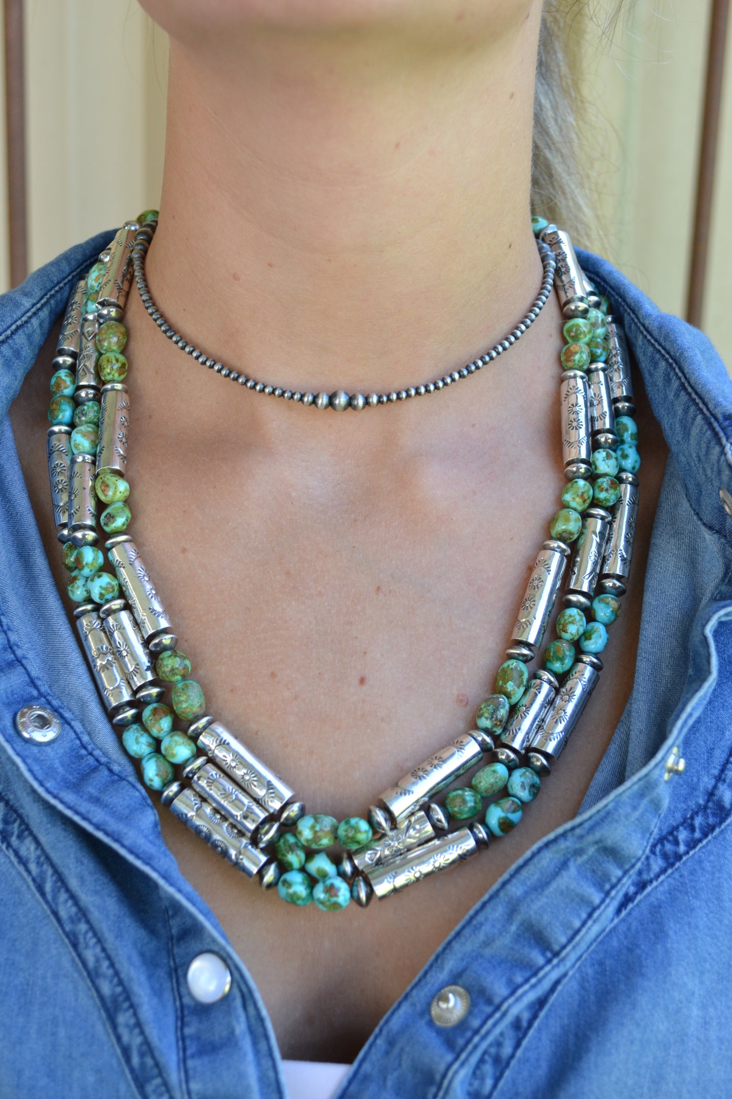 The Hatoria 24-25" Sonoran & Handcrafted Barrel Bead Necklace