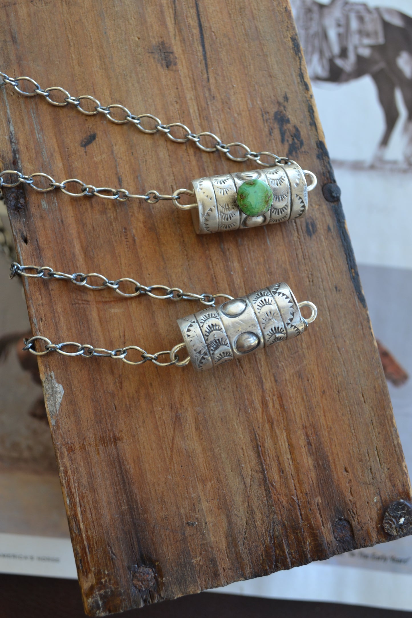 The Yori Barrel Necklace (Blue & Green Sonoran Stone Option)