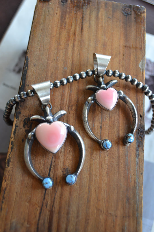 Chimney Butte pink conch heart naja pendant