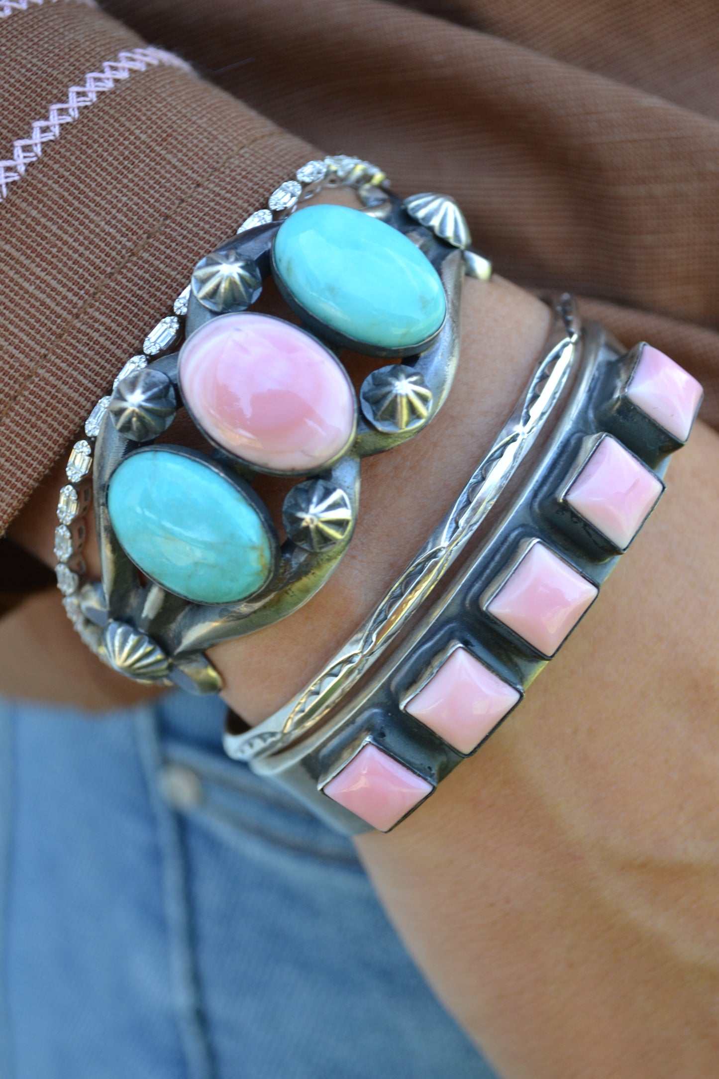 The Sumner 5 Square Stone Cuffs