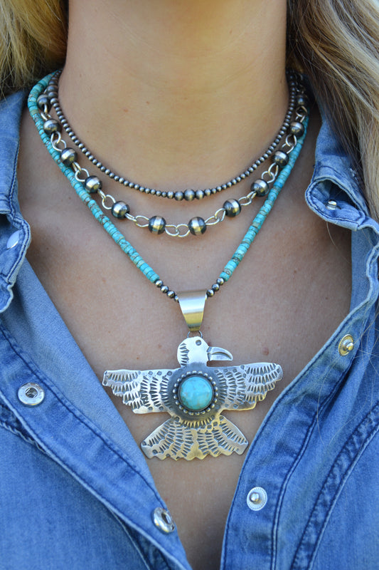 chimney butte turquoise thunderbird pendant