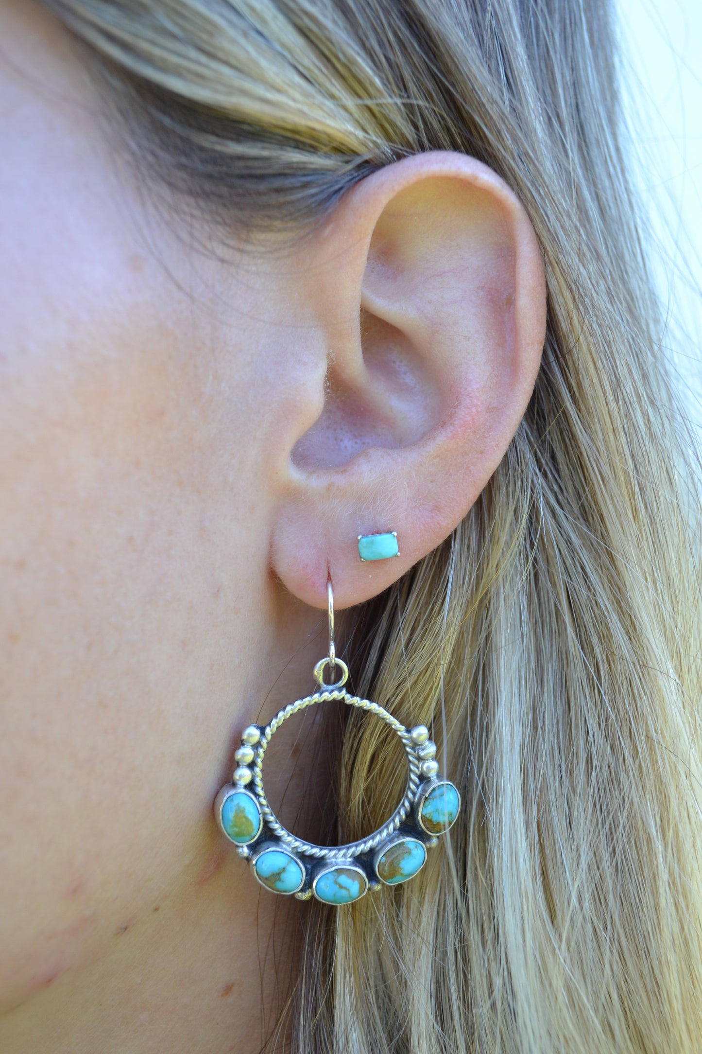The Seneca Hoops in Turquoise