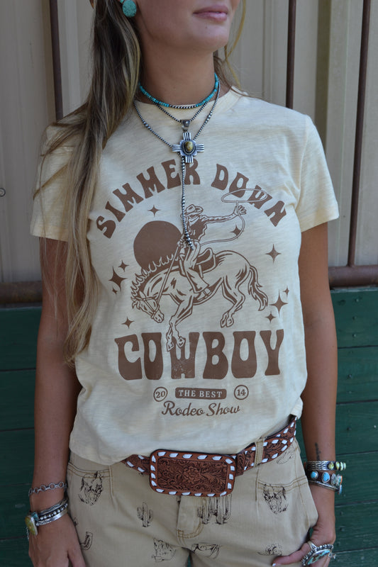 simmer down cowboy western graphic tee