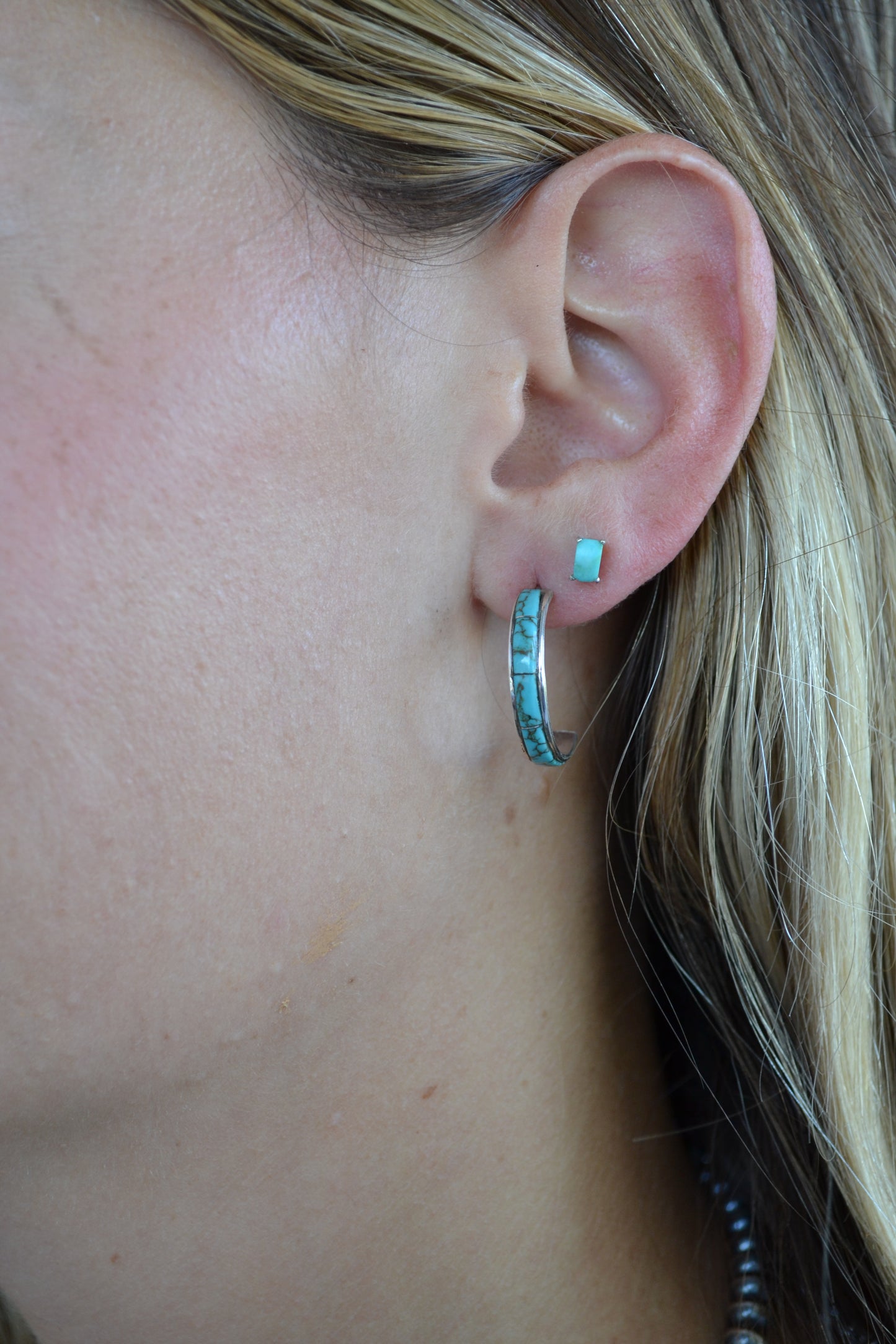 Kingman inlay turquoise hoops