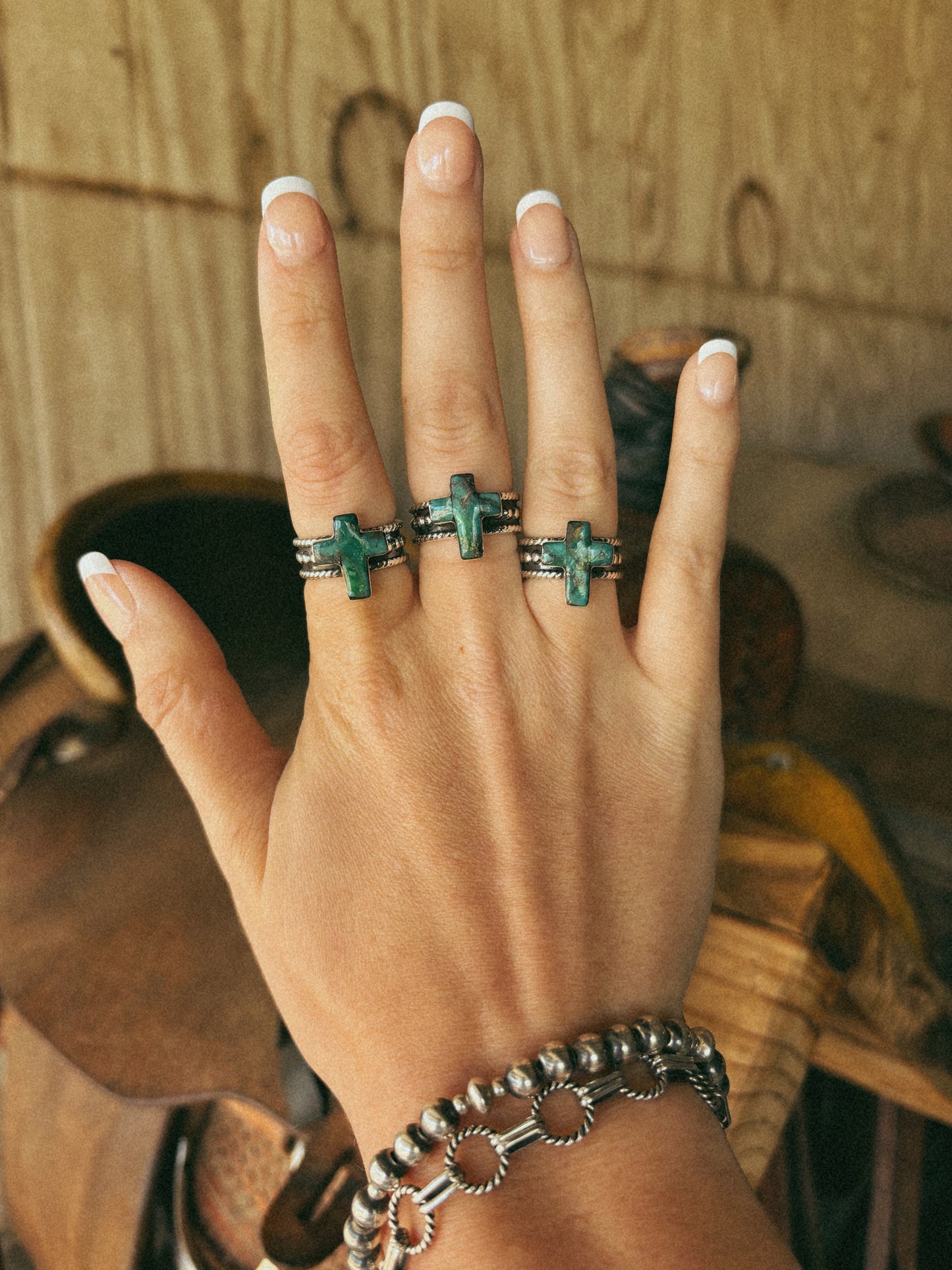 turquoise cross ring