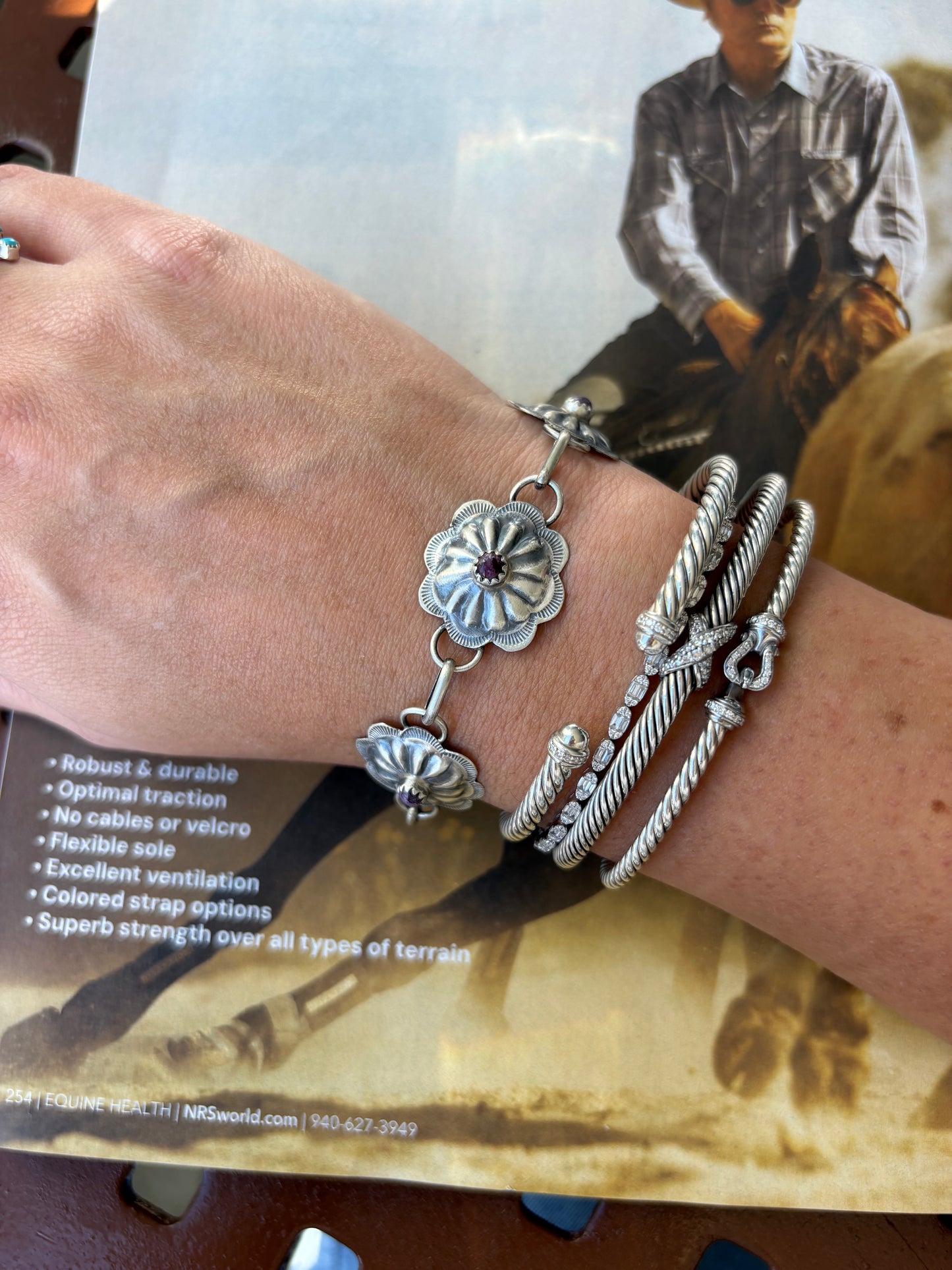 MARLET FIND #8 - JOHN BEGAY PURPLE SPINY FLOWER LINK BRACELET