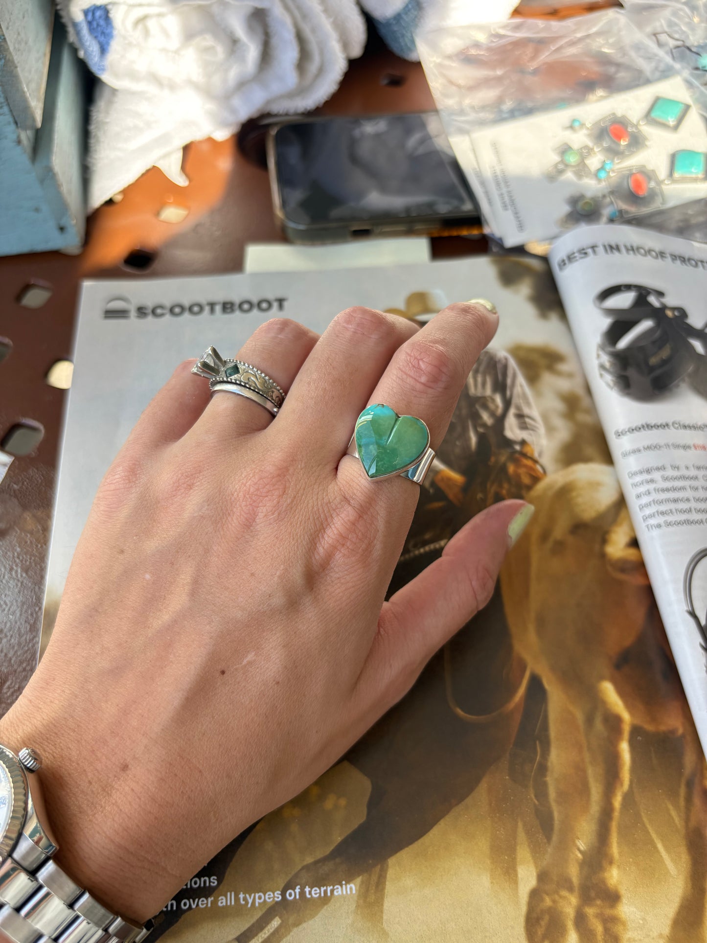 MARKET FIND #3 - LORETTA DELGARITO KINGMAN HEART RINGS
