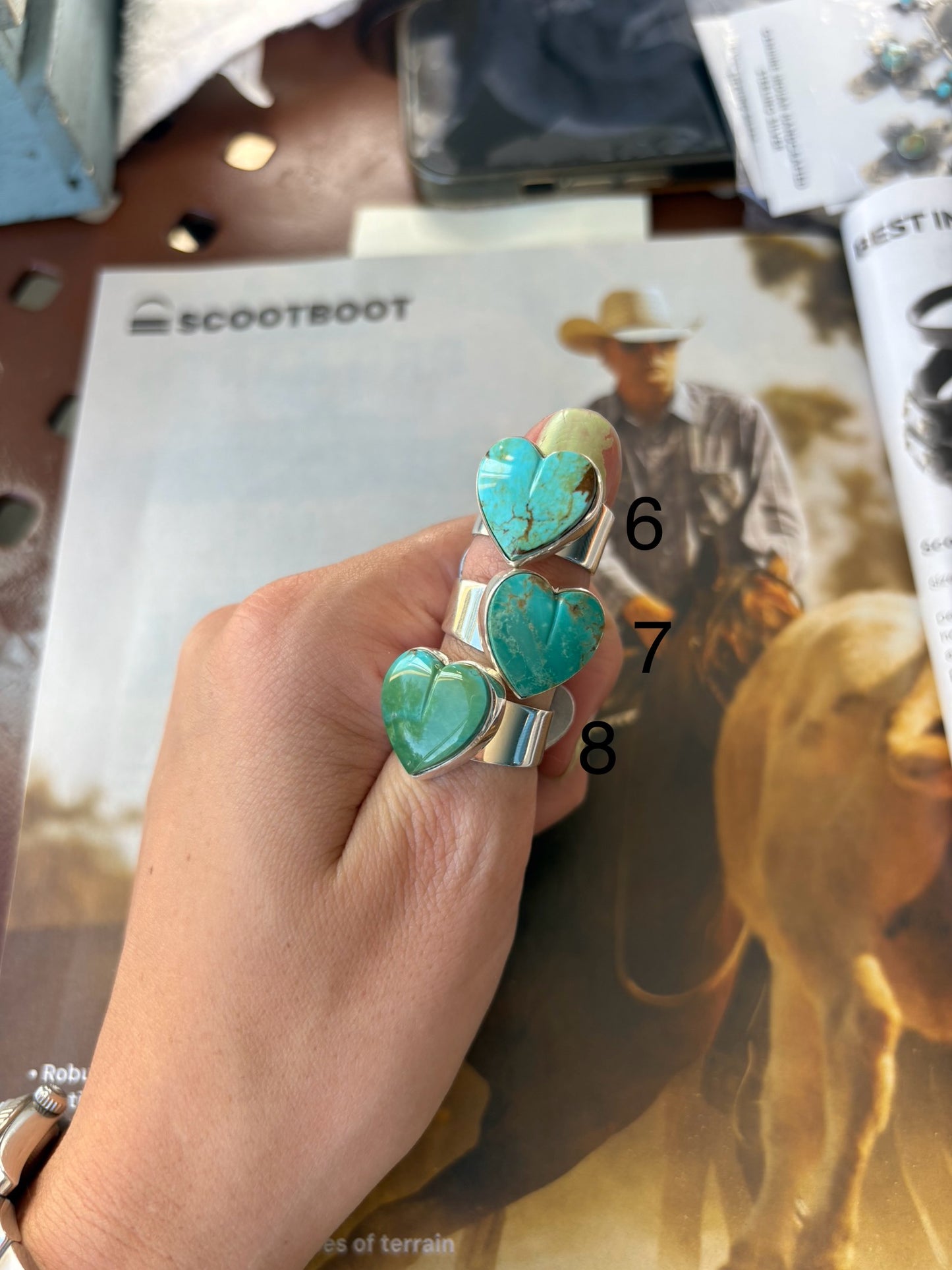 MARKET FIND #3 - LORETTA DELGARITO KINGMAN HEART RINGS