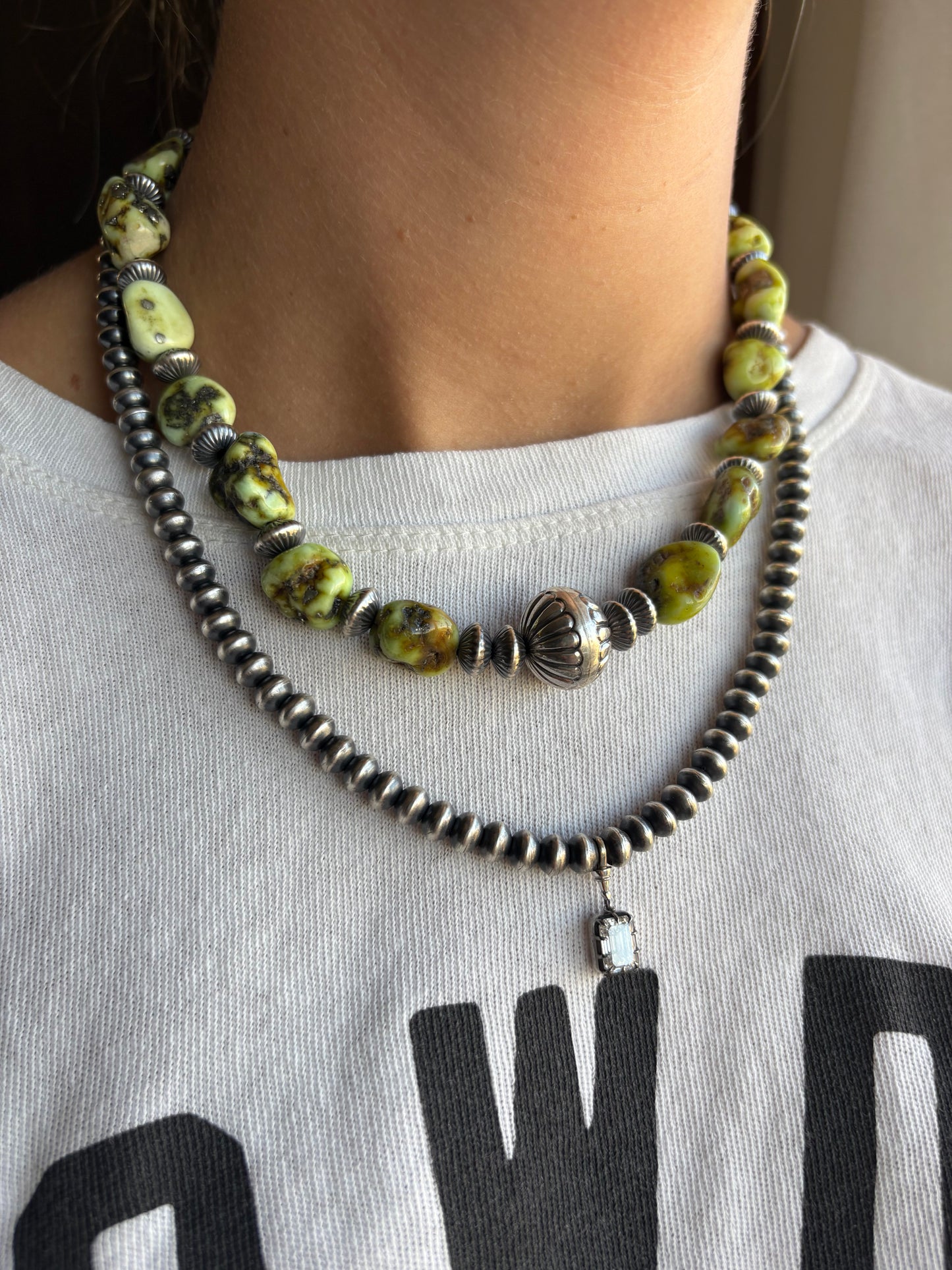 MARKET FIND #31 - 17" NATURAL PALOMINO & HANDMADE BEAD NECKLACE