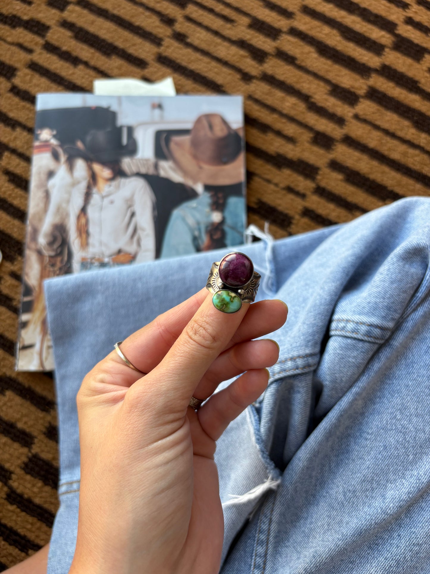 MARKET FIND #48 - PURPLE SPINY/SONORAN BERNYSE CHAVEZ SIZE 7 RING