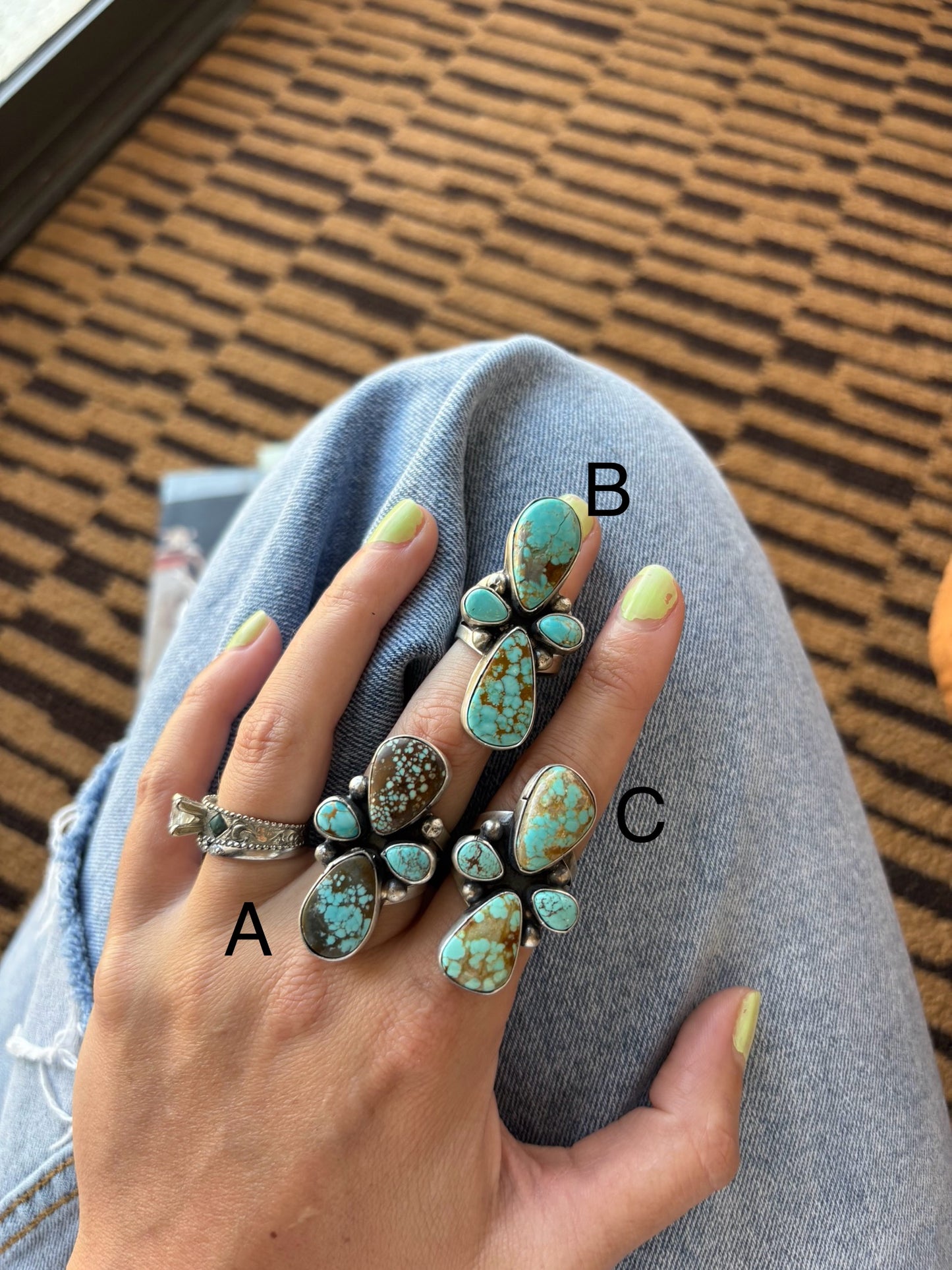 MARKET FIND #46 - B JOHNSON #8 TURQ CROSS RING