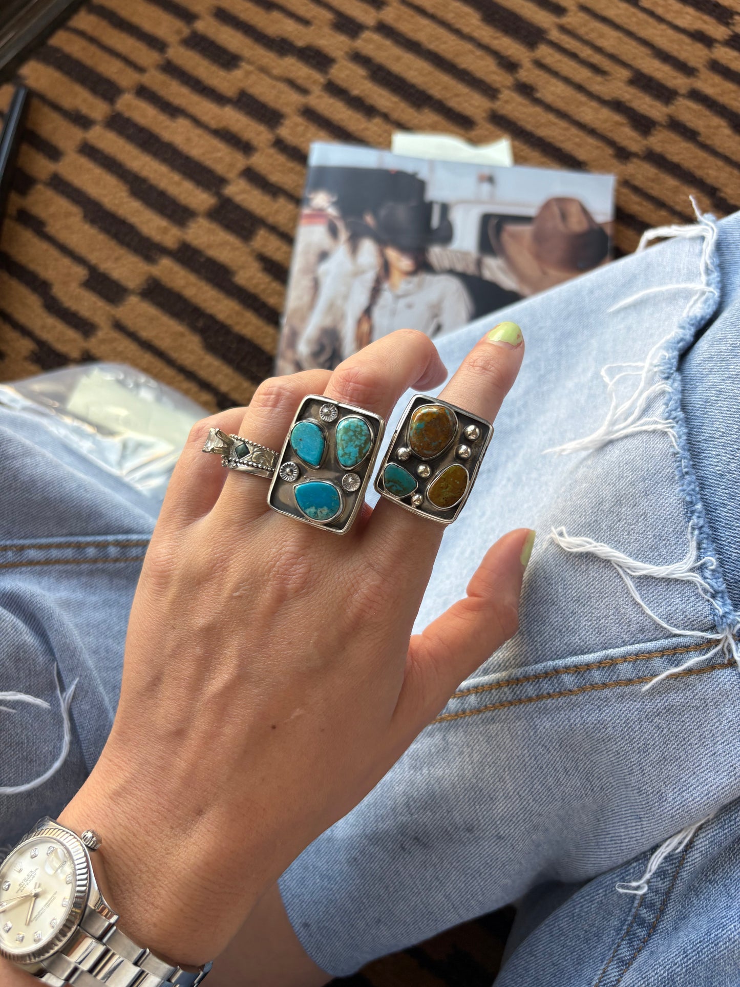 MARKET FIND #36 - JACQUELINE SILVER ADJ SQUARE RINGS