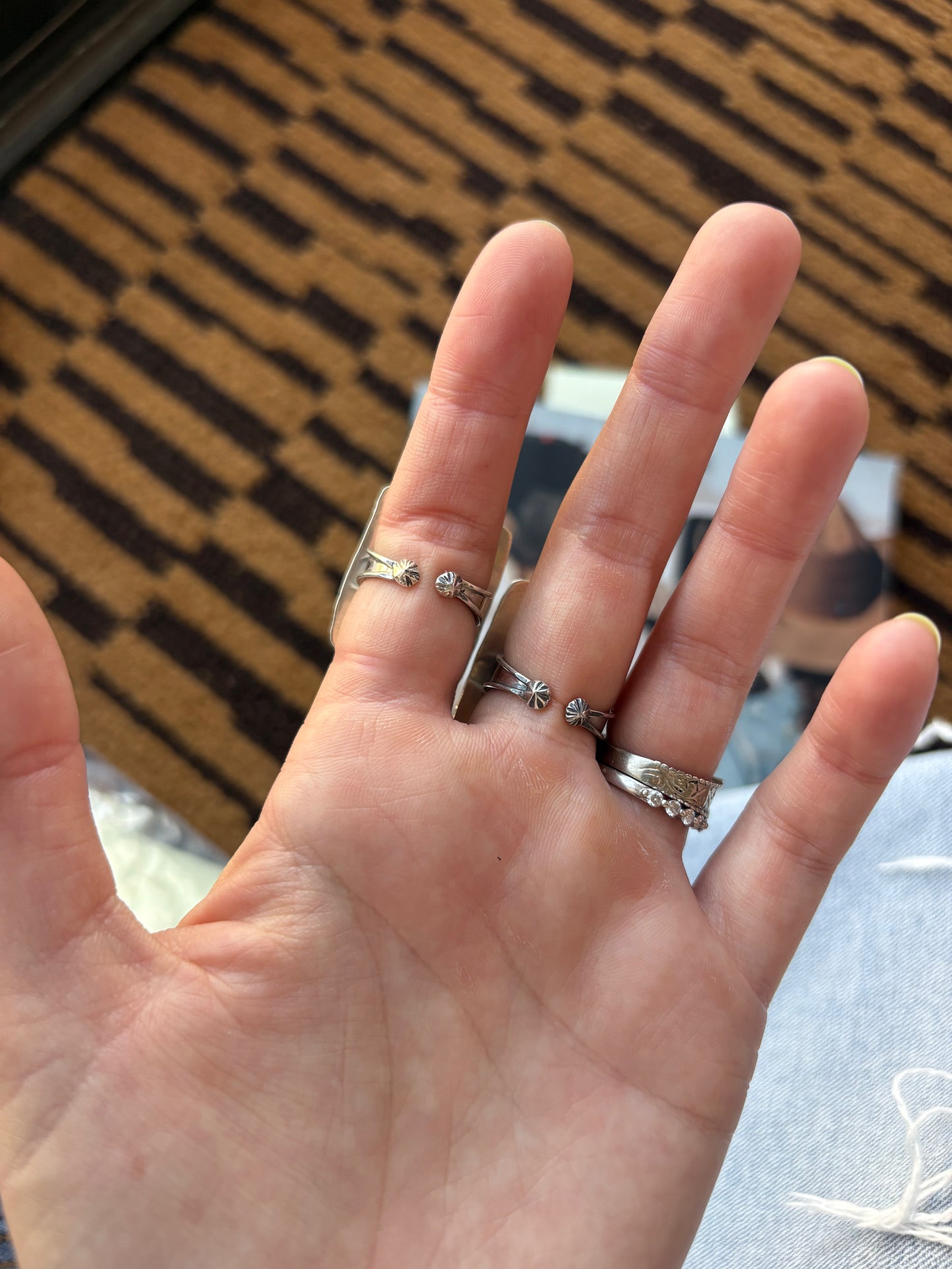 MARKET FIND #36 - JACQUELINE SILVER ADJ SQUARE RINGS