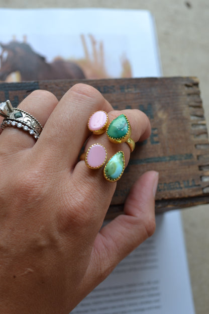 gold and turquoise adjustable ring