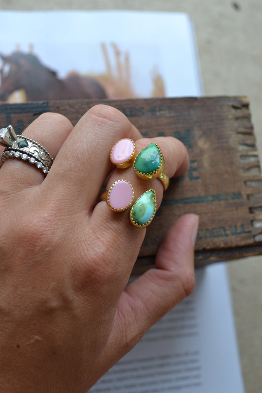 gold and turquoise adjustable ring