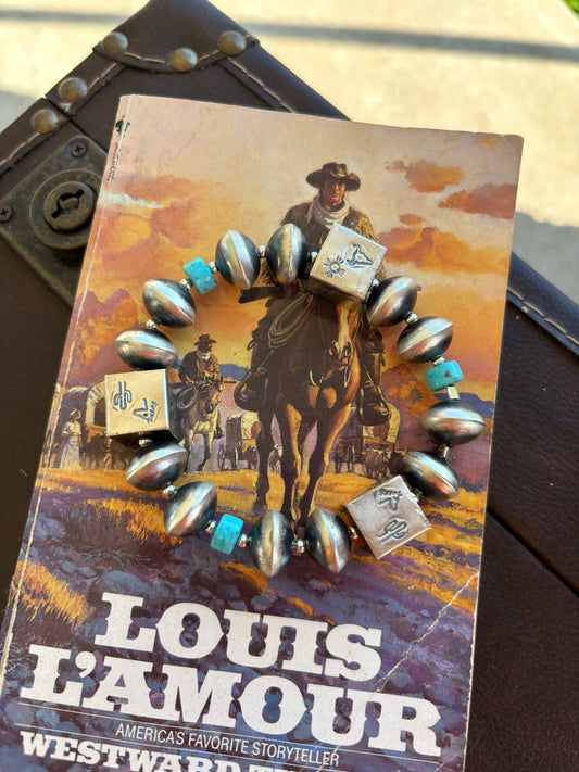 The Tempe 14mm Navajo Stretch Bracelet with Turquoise