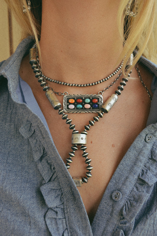 Russell Sam multi stone bar necklace 