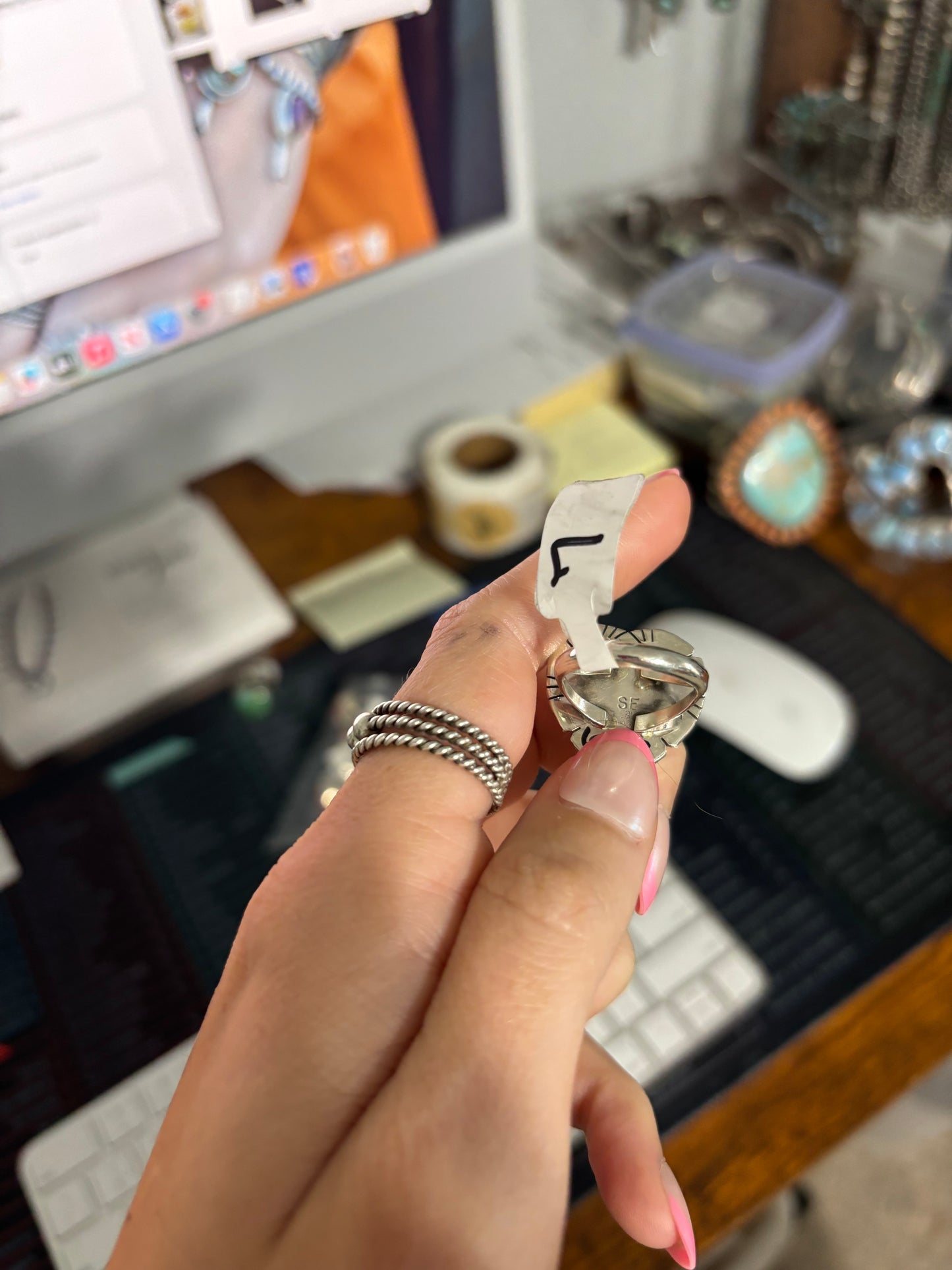 The Denton Red Spiny Heart Ring SIZE 7
