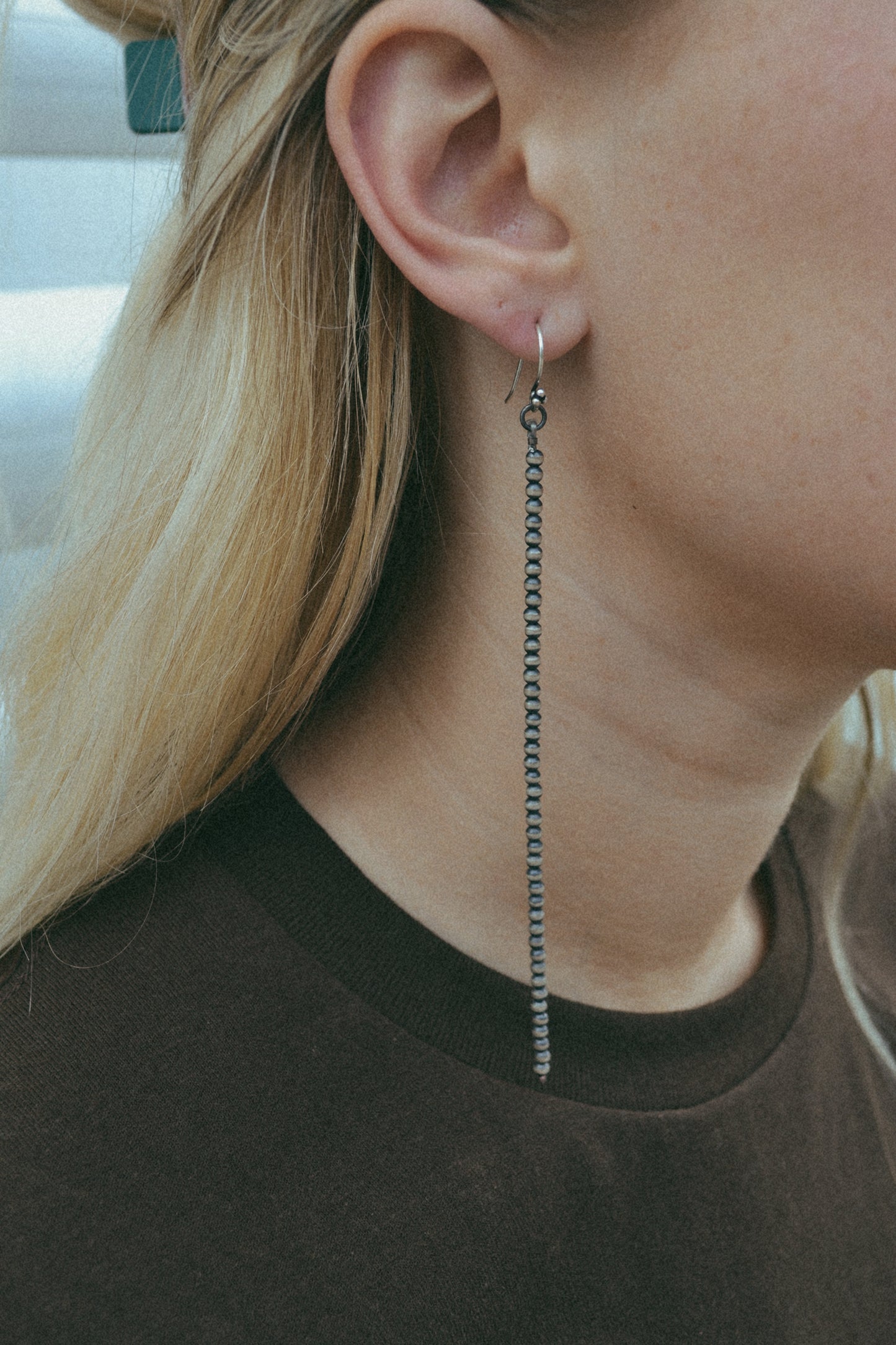 navajo style pearl dangle earrings