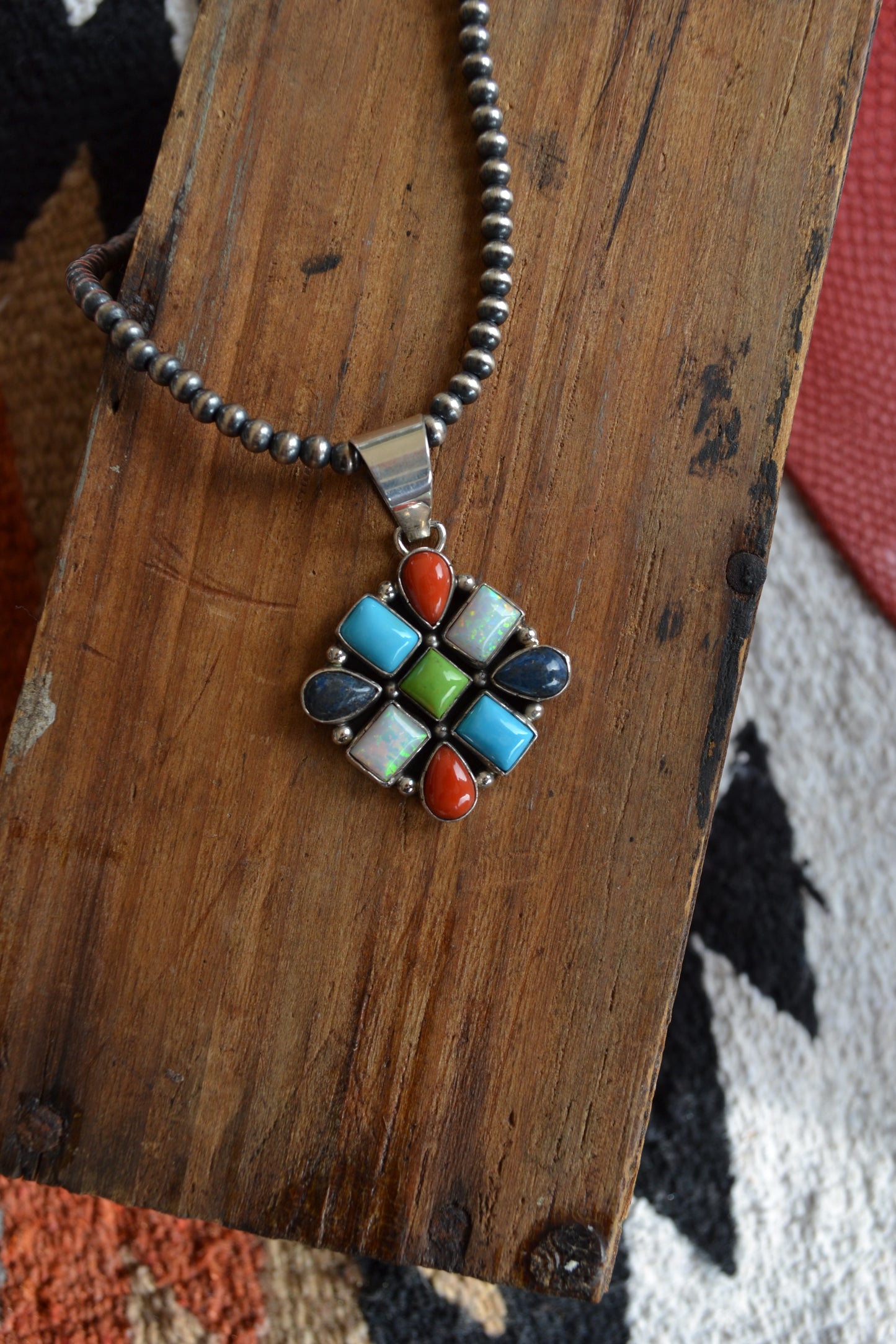 Native made Daniel mike multi stone pendant