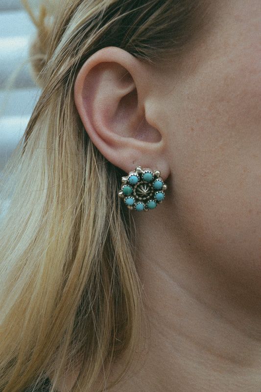 Smaller turquoise cluster studs