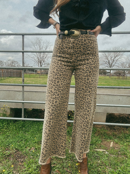 Cheetah wide leg jeans 